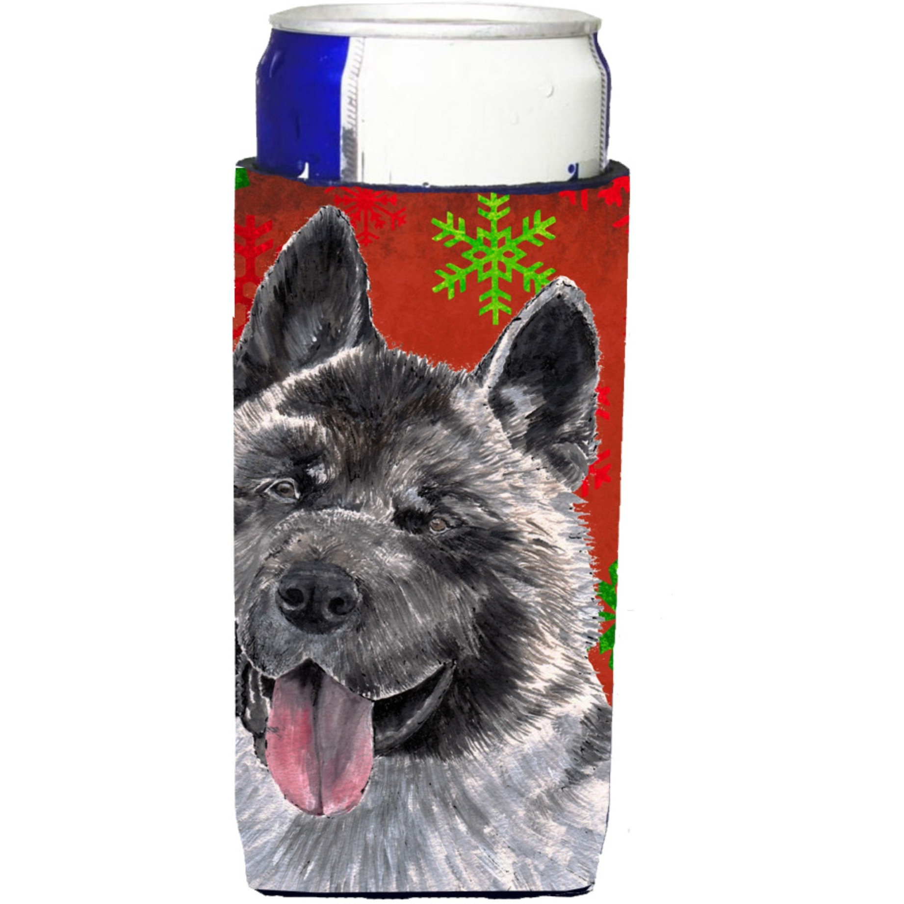 Akita Red Snowflakes Holiday Christmas Ultra Beverage Insulators for slim cans SC9482MUK