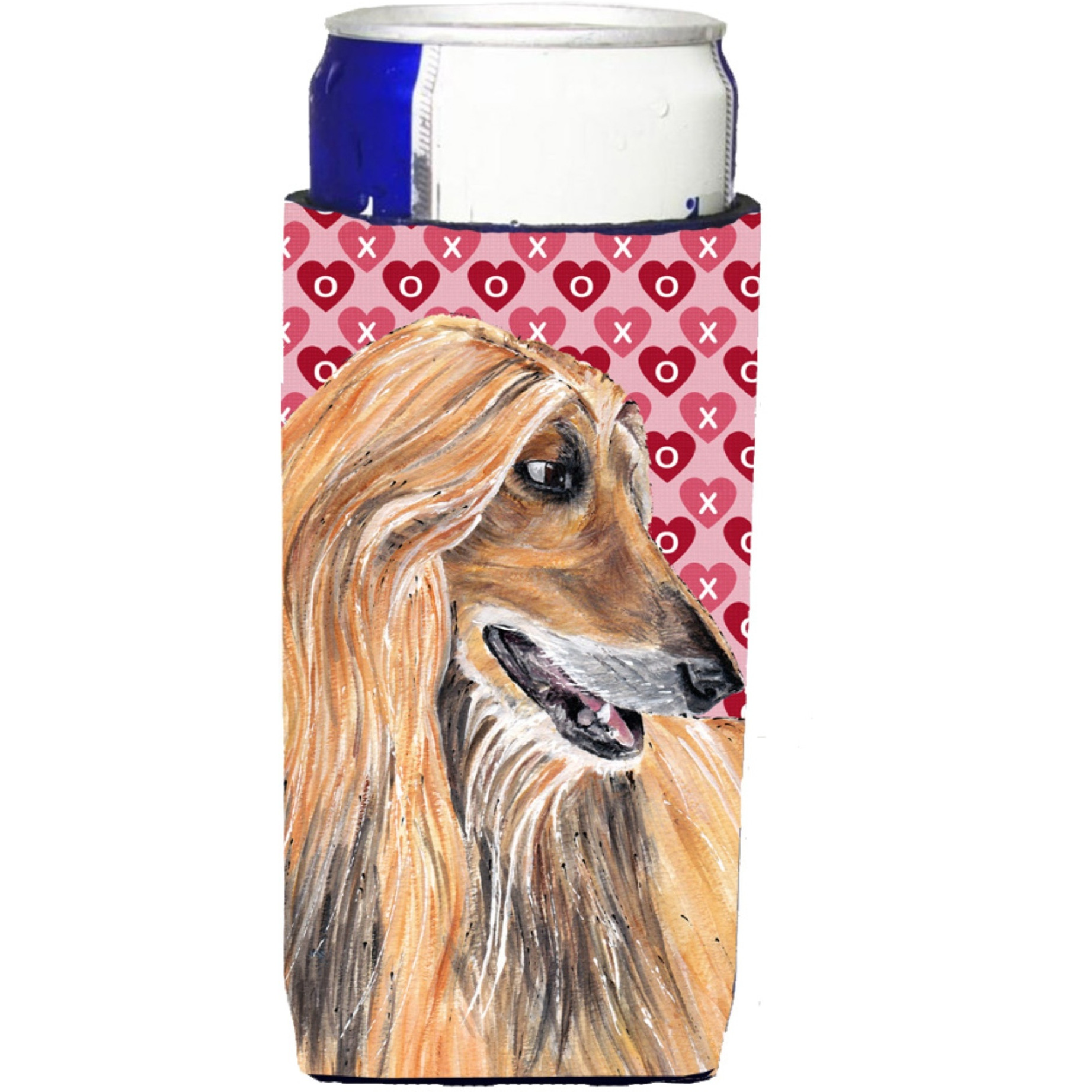 Afghan Hound Hearts Love and Valentine's Day Ultra Beverage Insulators for slim cans SC9503MUK