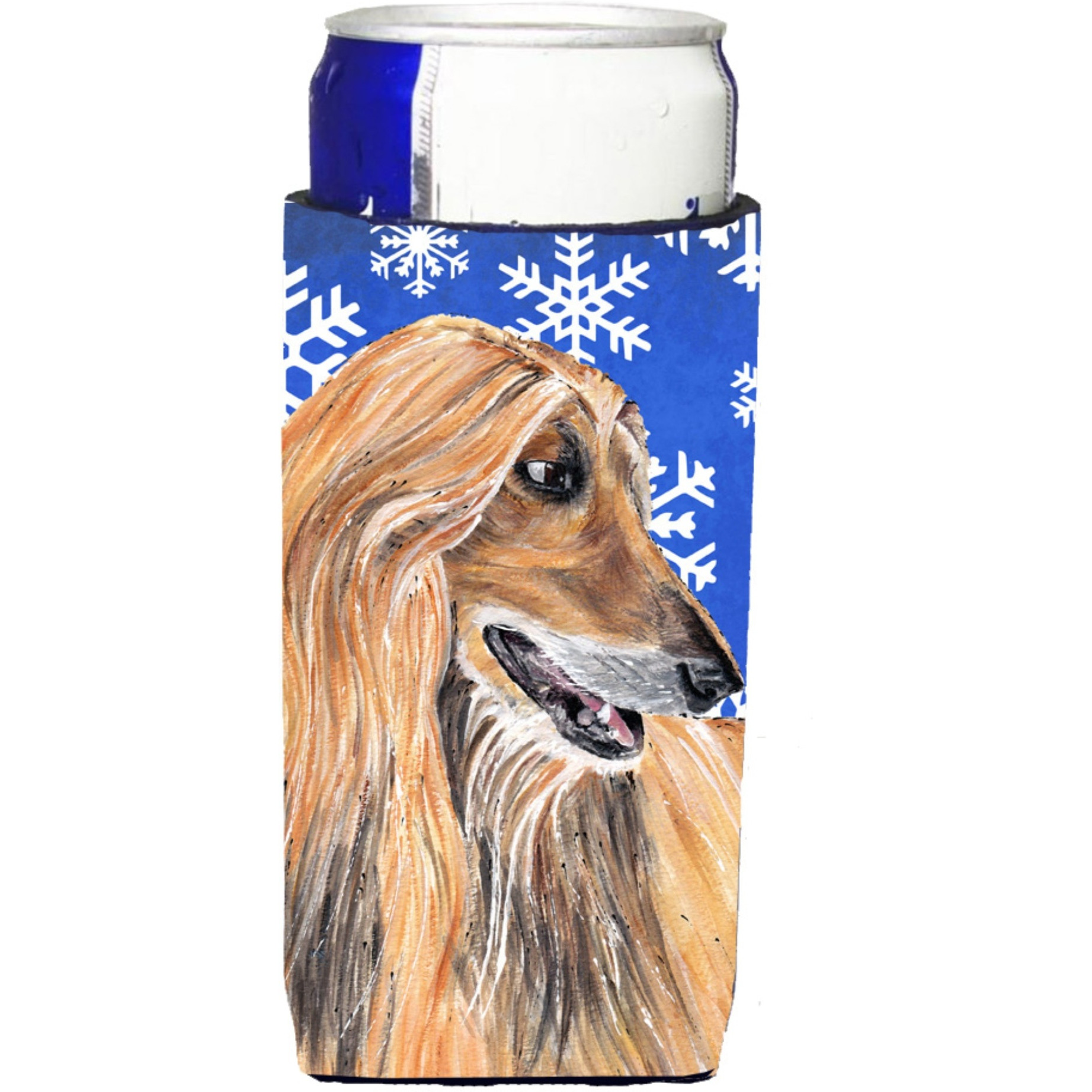 Afghan Hound Winter Snowflakes Holiday Ultra Beverage Insulators for slim cans SC9499MUK