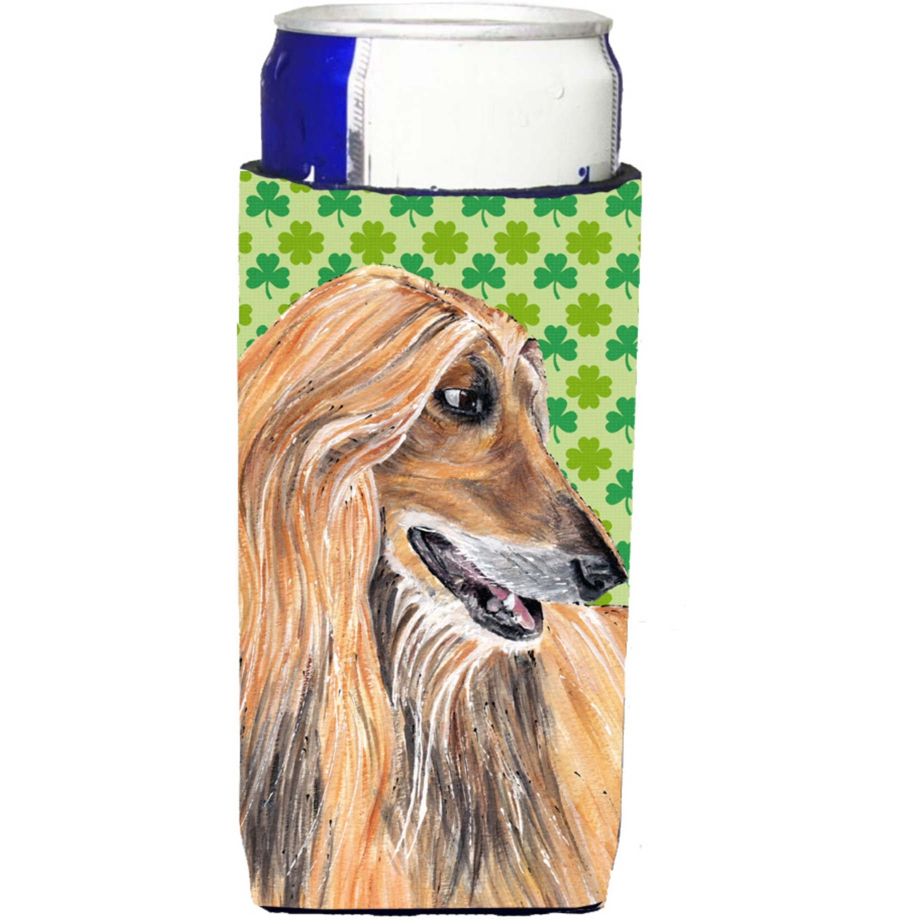 Afghan Hound St. Patrick's Day Shamrock Ultra Beverage Insulators for slim cans SC9502MUK