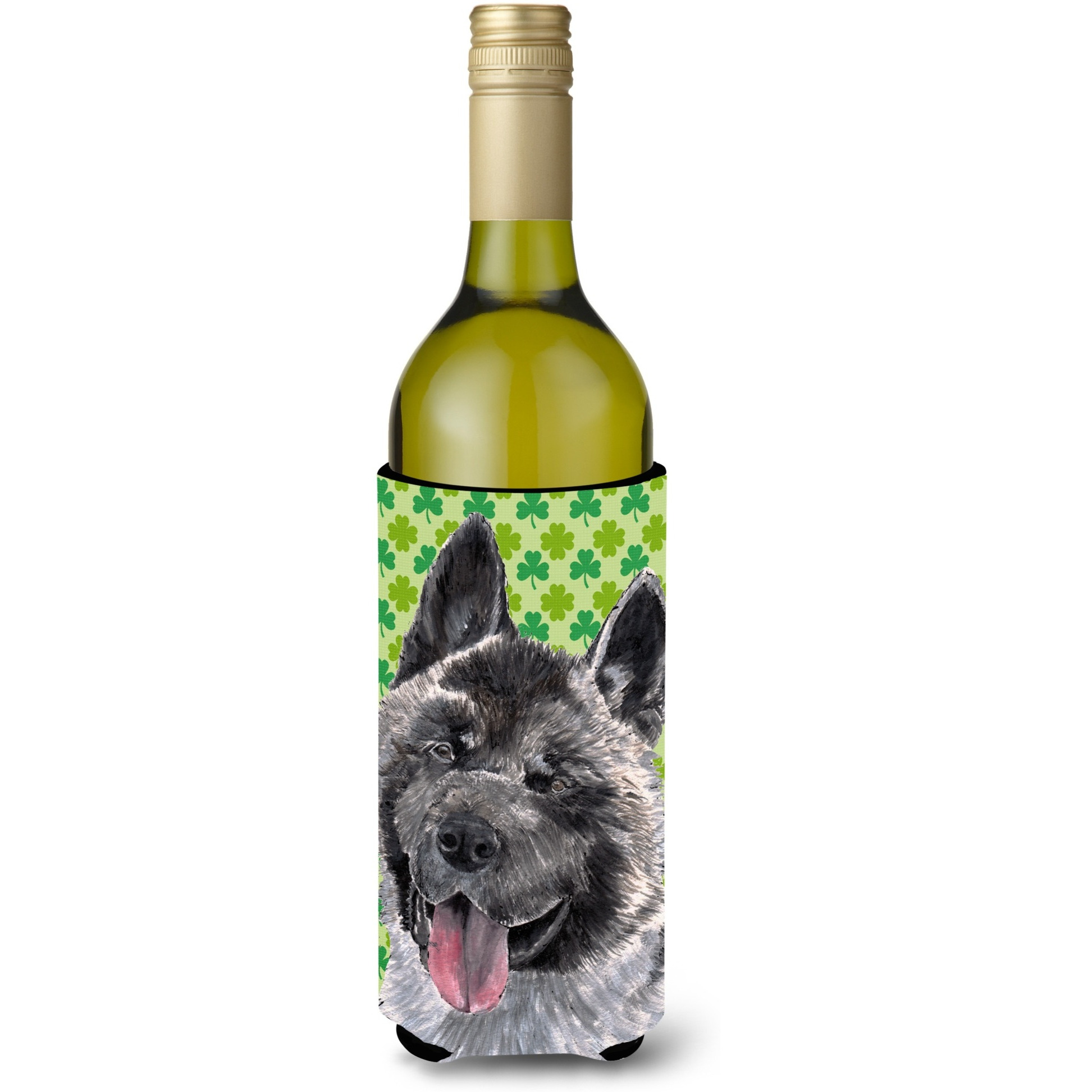 Akita St. Patrick's Day Shamrock Wine Bottle Beverage Insulator Hugger SC9483LITERK
