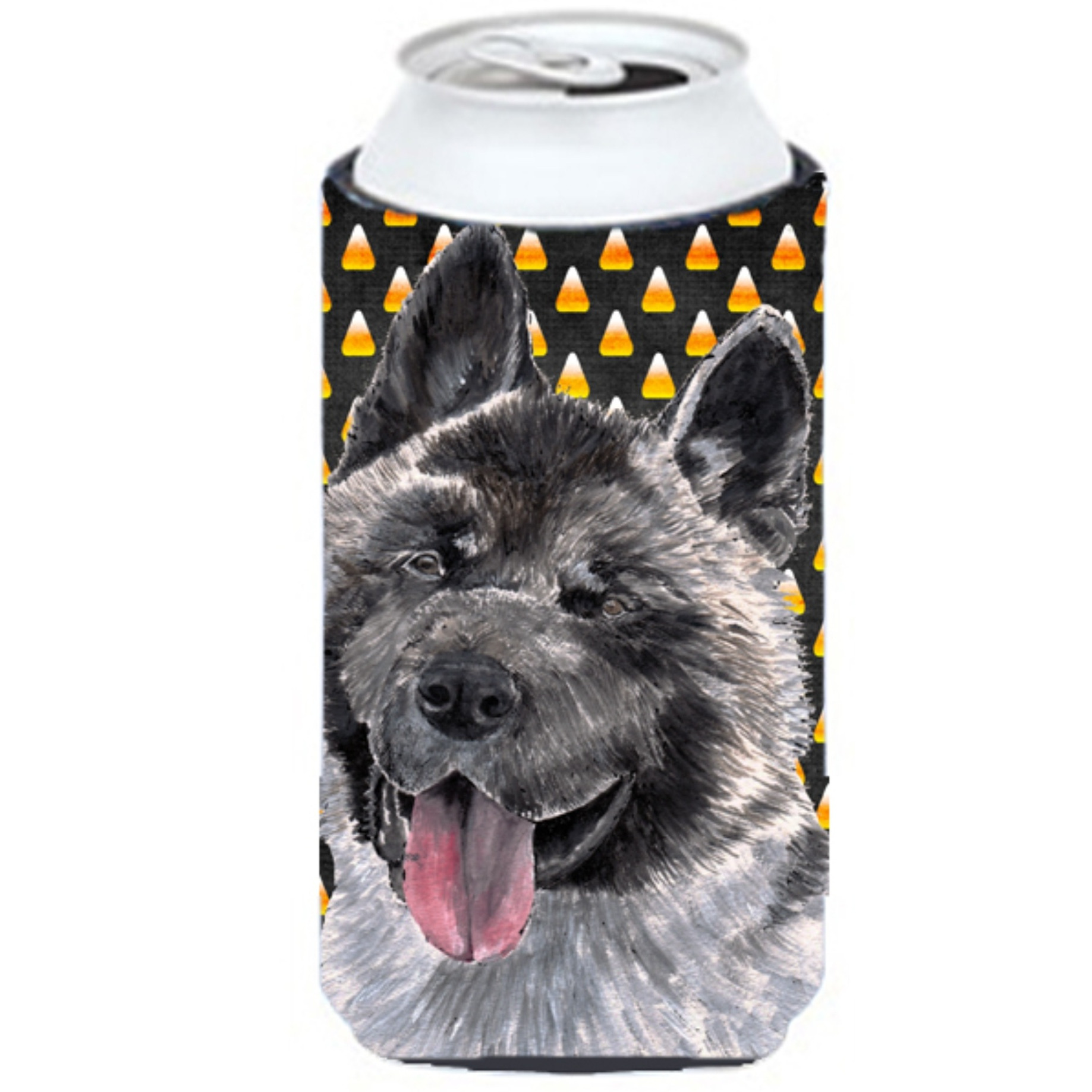 Akita Candy Corn Halloween Tall Boy Beverage Insulator Hugger SC9486TBC