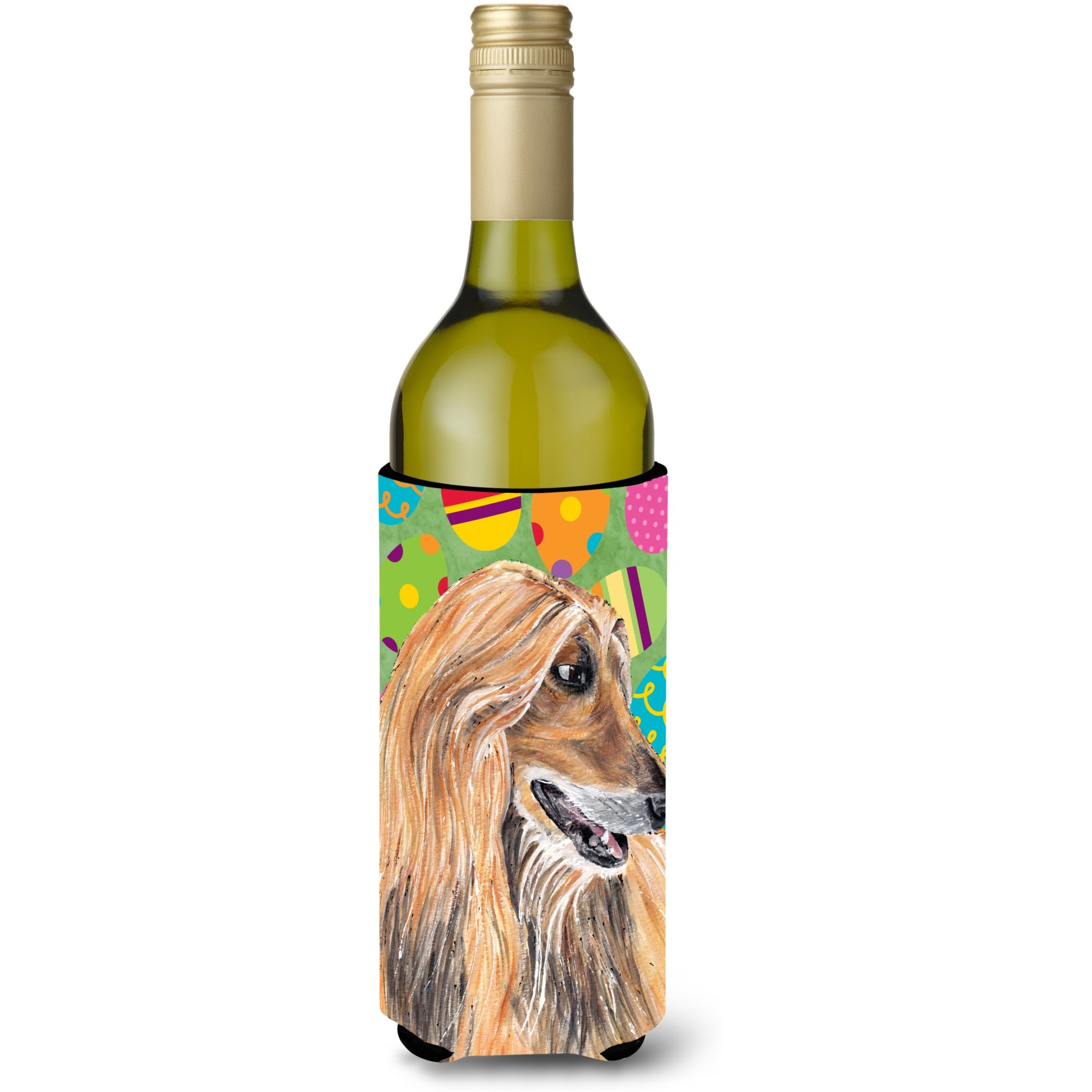 Afghan Hound Easter Eggtravaganza Wine Bottle Beverage Insulator Hugger SC9500LITERK
