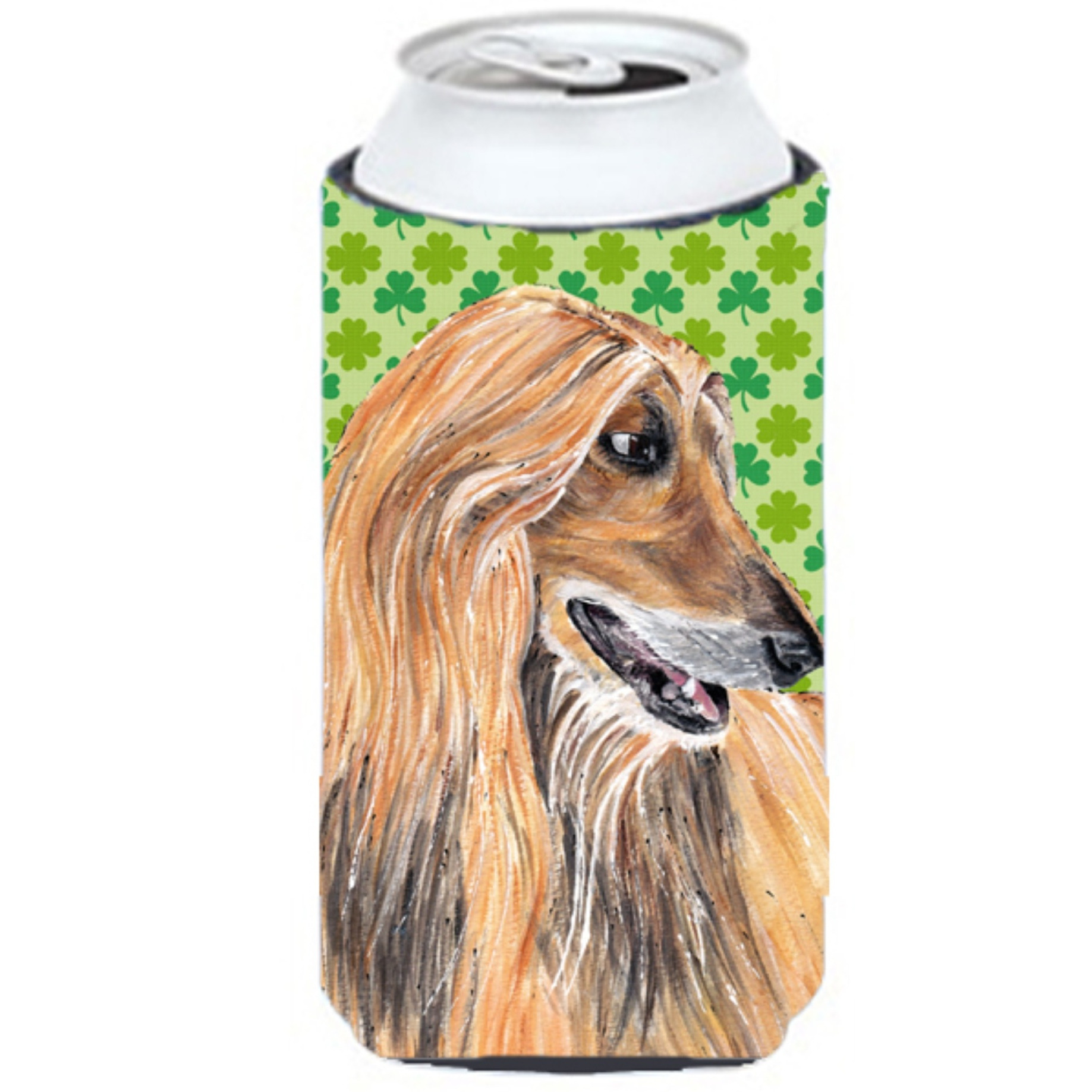Afghan Hound St. Patrick's Day Shamrock Tall Boy Beverage Insulator Hugger SC9502TBC