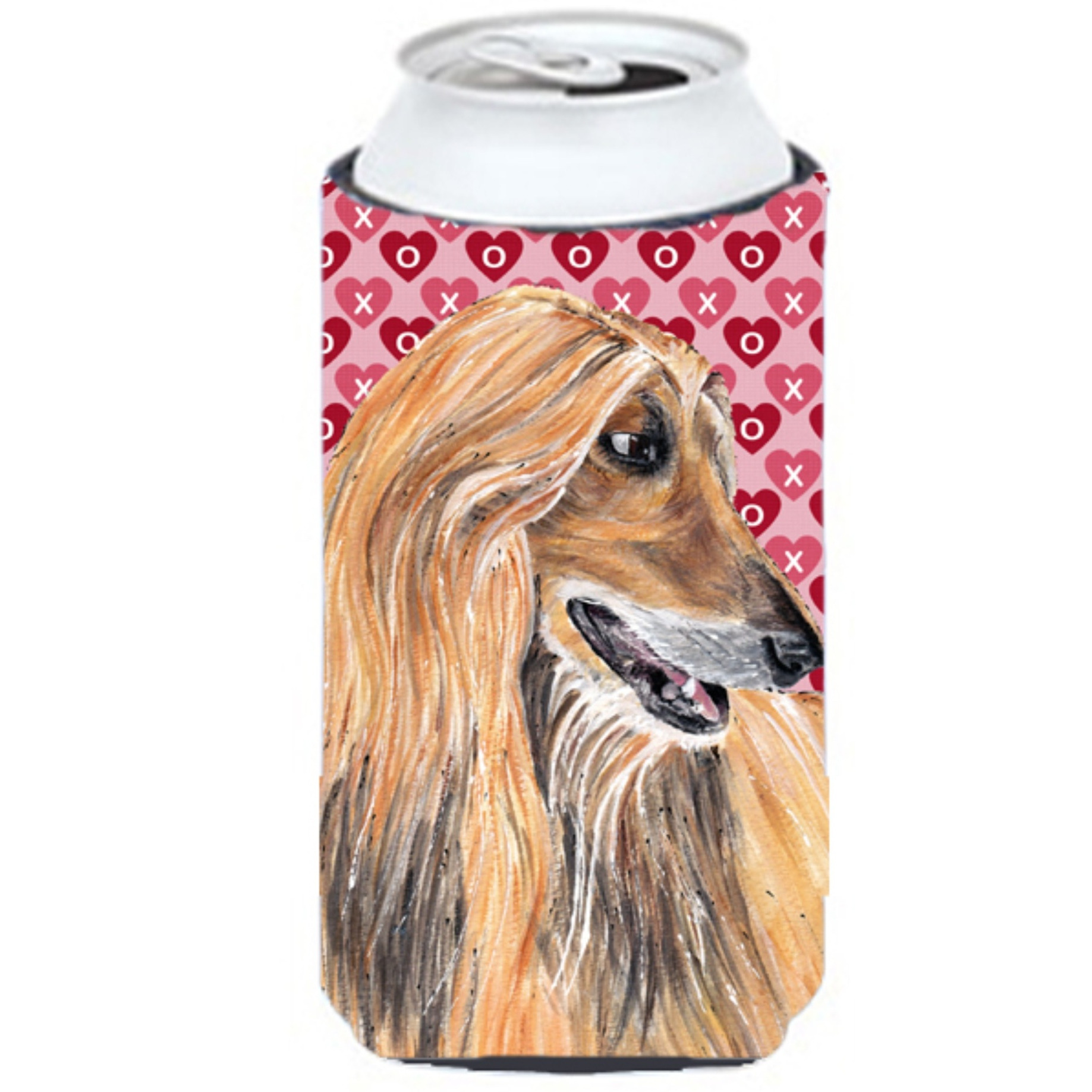 Afghan Hound Hearts Love and Valentines Day Tall Boy Beverage Insulator Hugger SC9503TBC