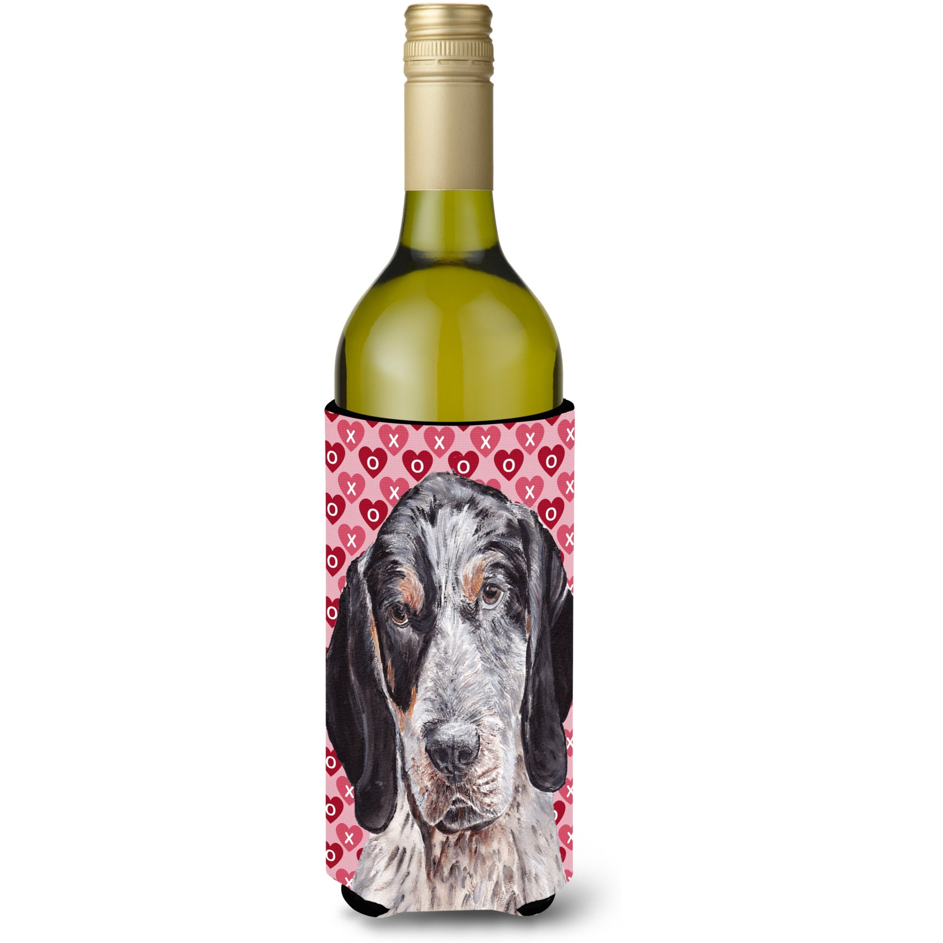 Blue Tick Coonhound Hearts and Love Wine Bottle Beverage Insulator Hugger SC9697LITERK
