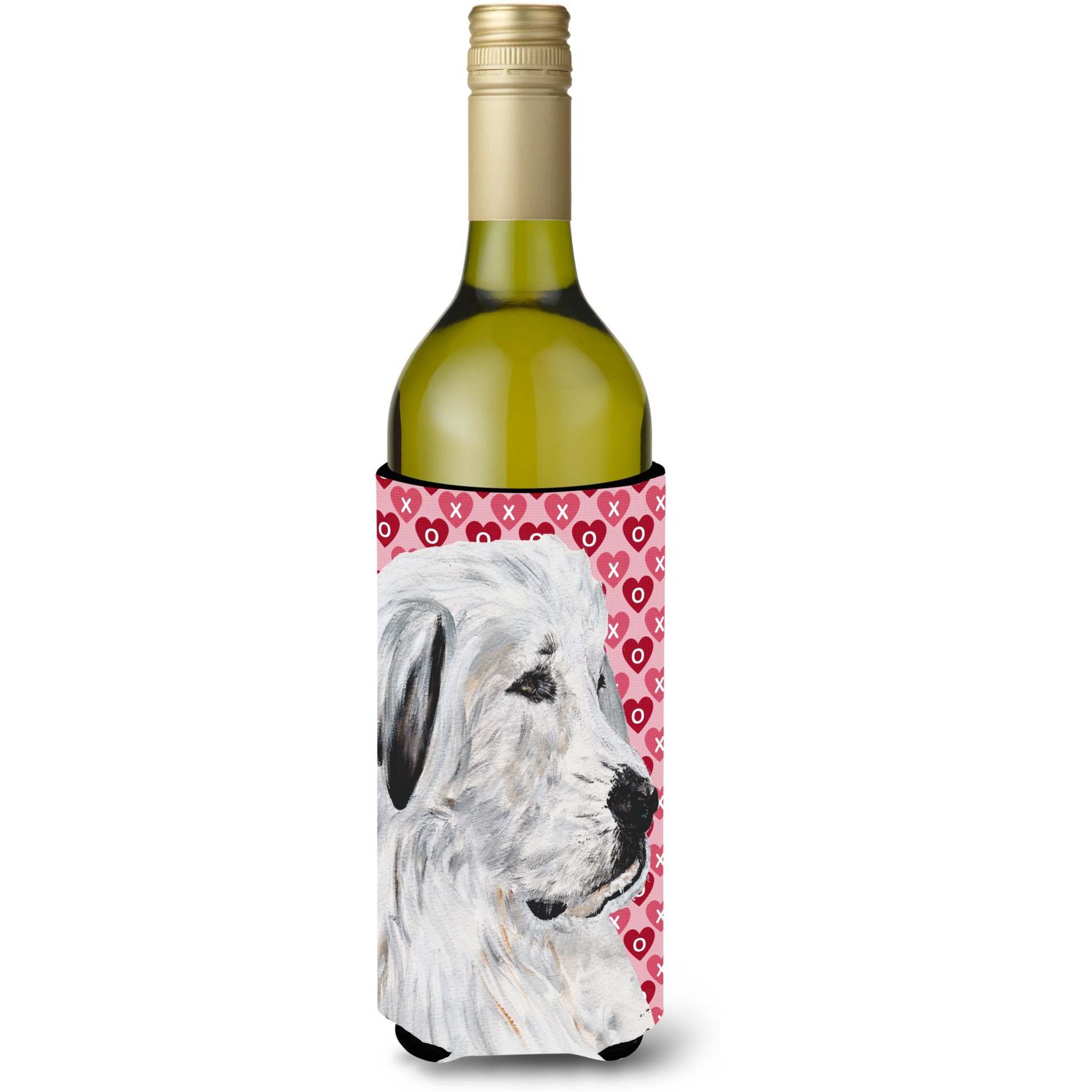 Great Pyrenees Hearts and Love Wine Bottle Beverage Insulator Hugger SC9714LITERK