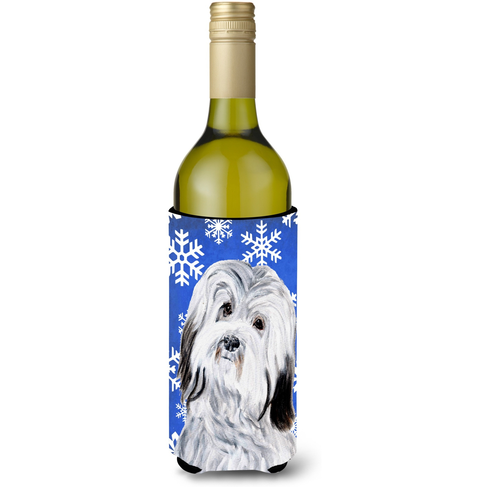 Havanese Winter Snowflakes Wine Bottle Beverage Insulator Hugger SC9785LITERK