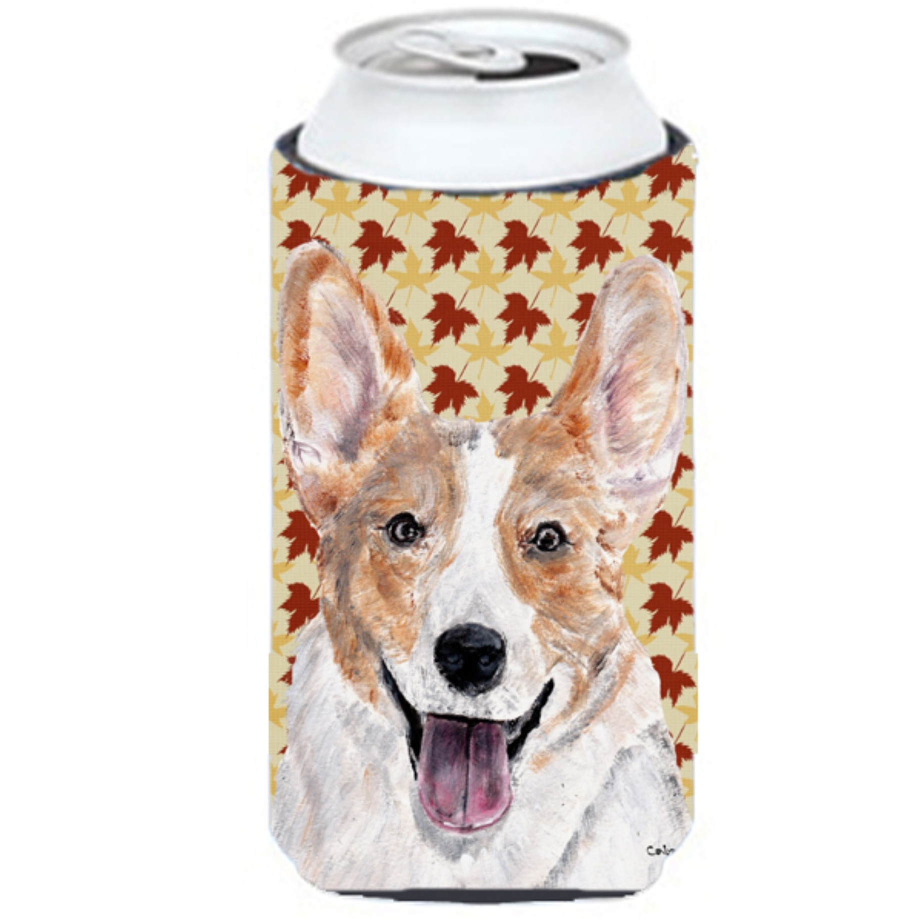 Cardigan Corgi Fall Leaves Tall Boy Beverage Insulator Hugger SC9672TBC