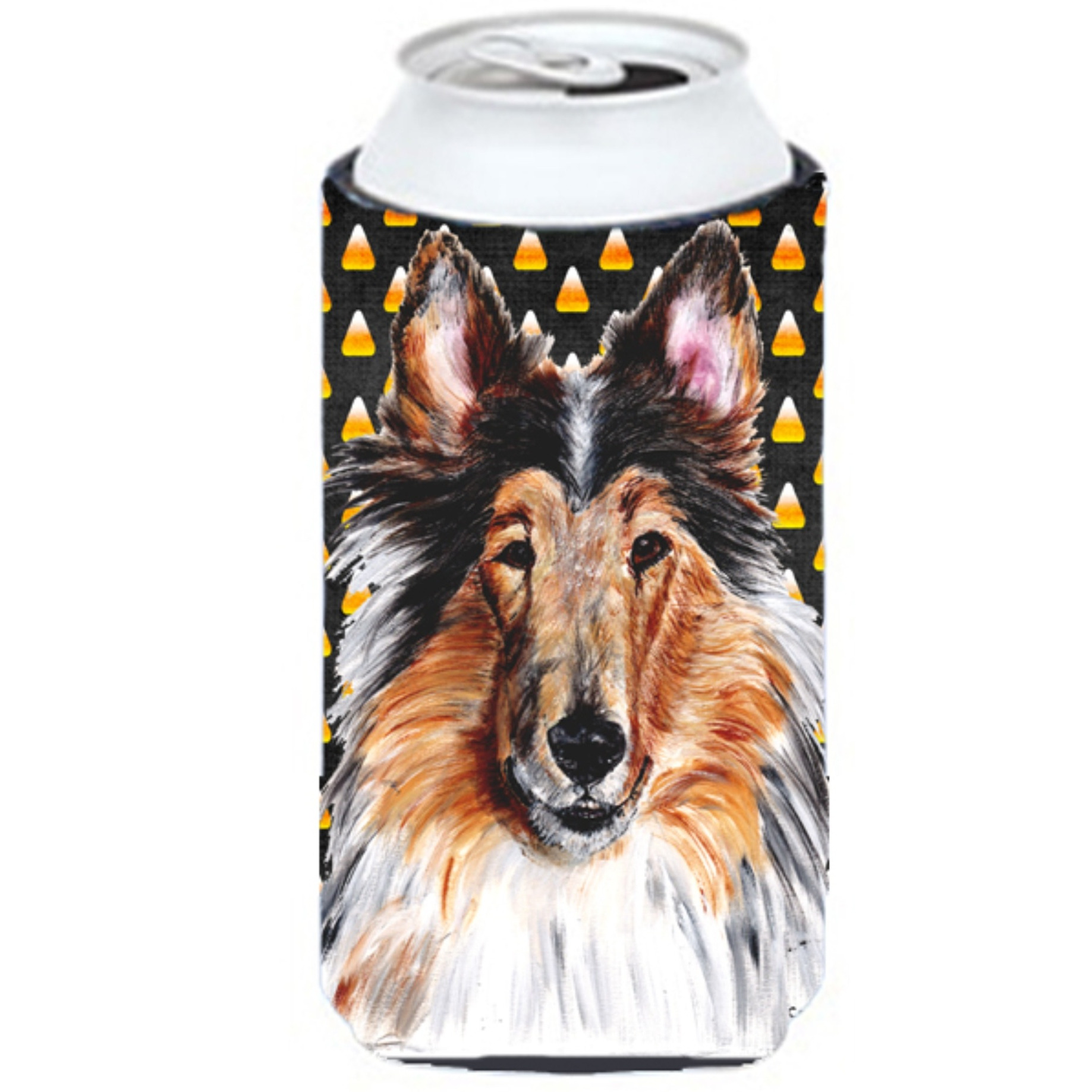 Collie Candy Corn Halloween Tall Boy Beverage Insulator Hugger SC9646TBC