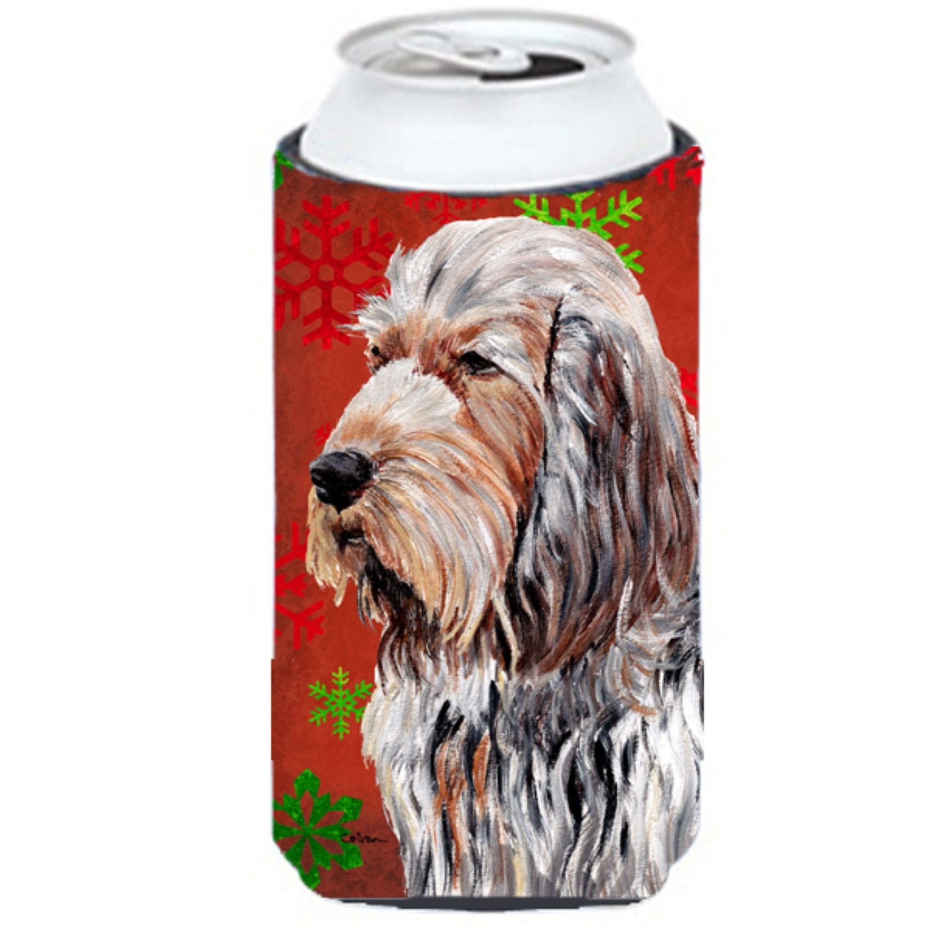 Otterhound Red Snowflakes Holiday Tall Boy Beverage Insulator Hugger SC9756TBC