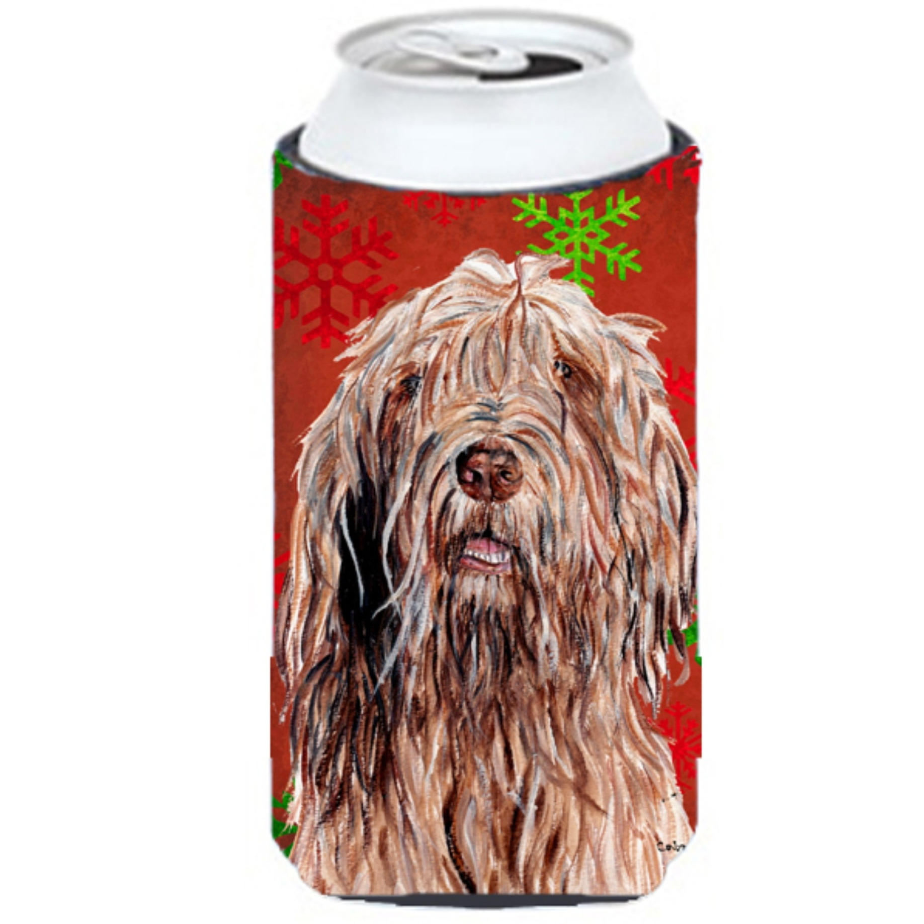 Otterhound Red Snowflakes Holiday Tall Boy Beverage Insulator Hugger SC9757TBC