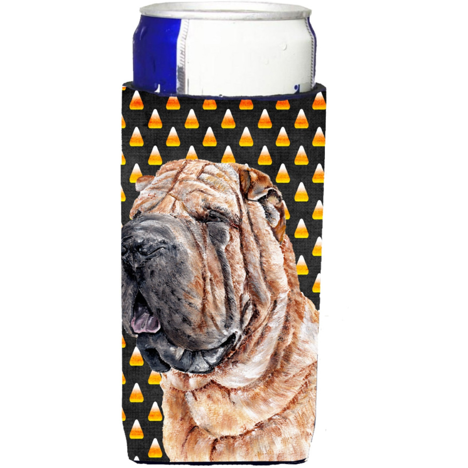 Shar Pei Candy Corn Halloween Ultra Beverage Insulators for slim cans SC9647MUK