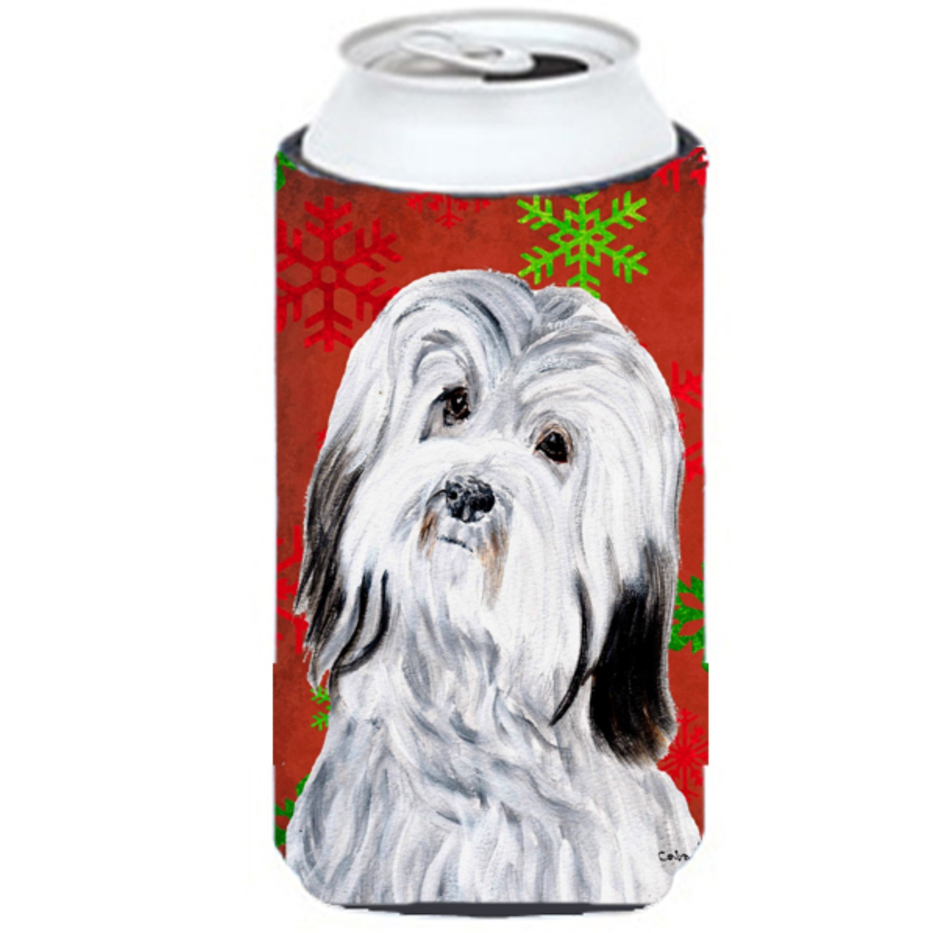 Havanese Red Snowflakes Holiday Tall Boy Beverage Insulator Hugger SC9761TBC