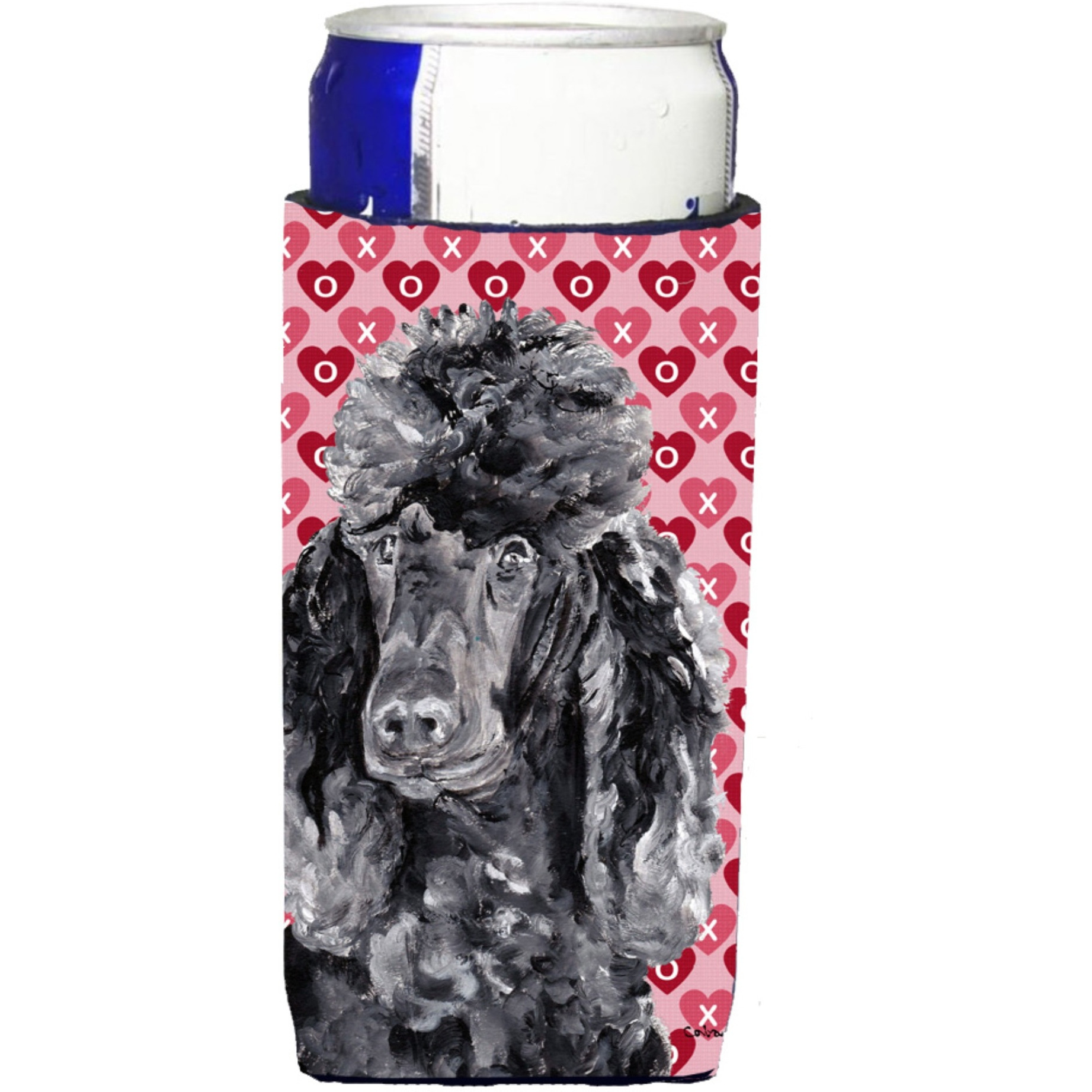 Black Standard Poodle Hearts and Love Ultra Beverage Insulators for slim cans SC9698MUK