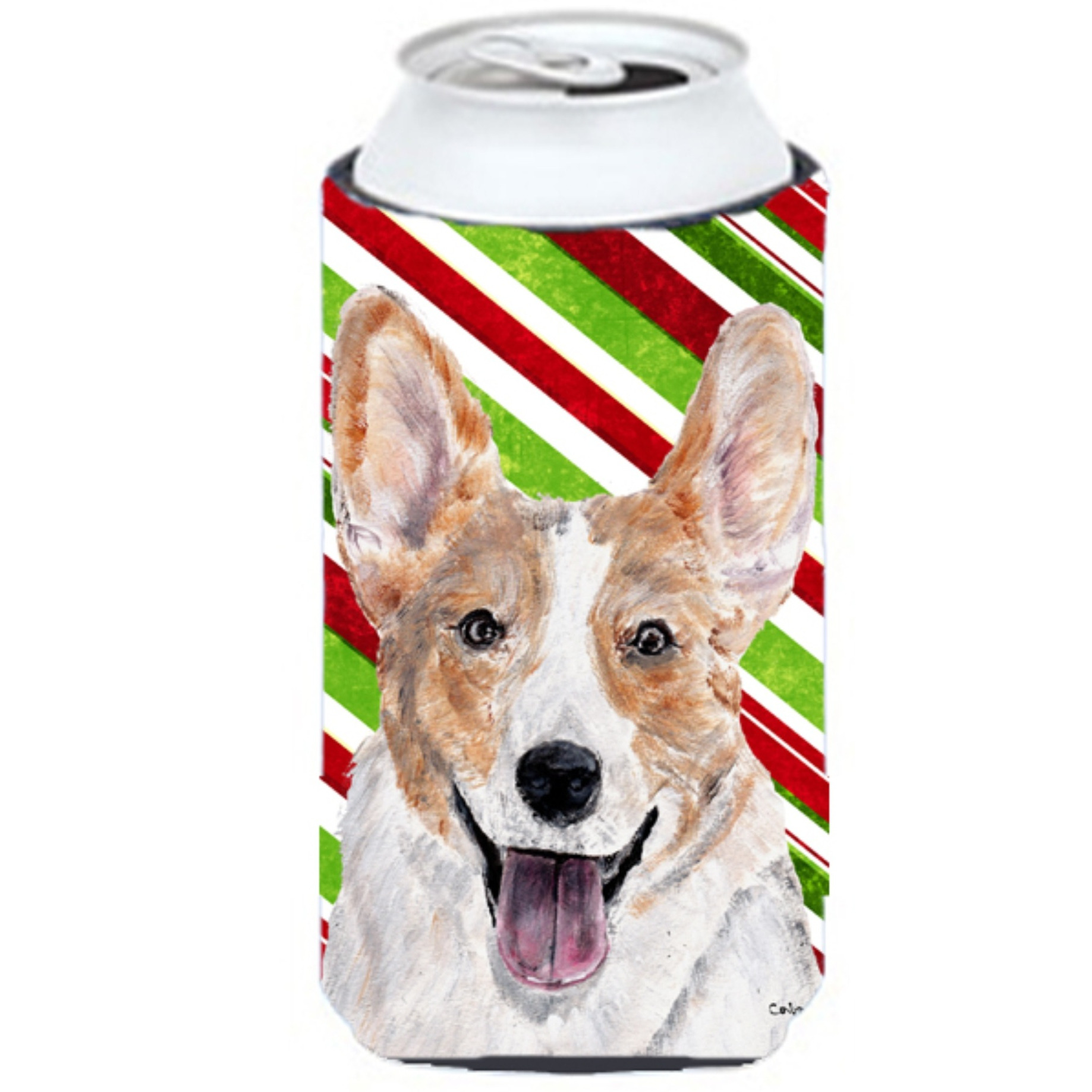 Cardigan Corgi Candy Cane Christmas Tall Boy Beverage Insulator Hugger SC9792TBC