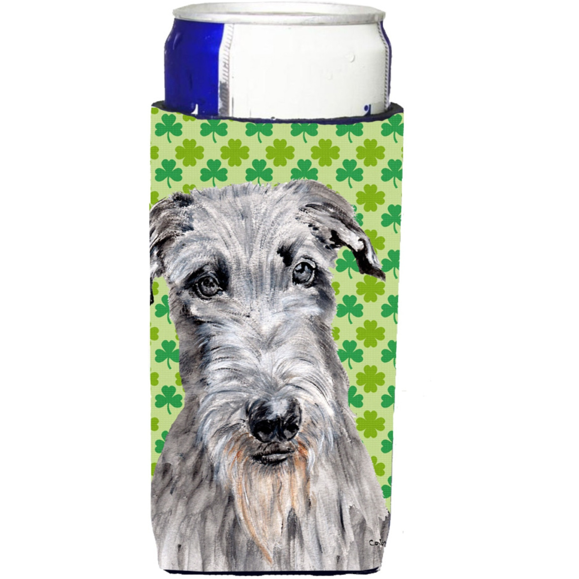Scottish Deerhound Lucky Shamrock St. Patrick's Day Ultra Beverage Insulators for slim cans SC9730MUK