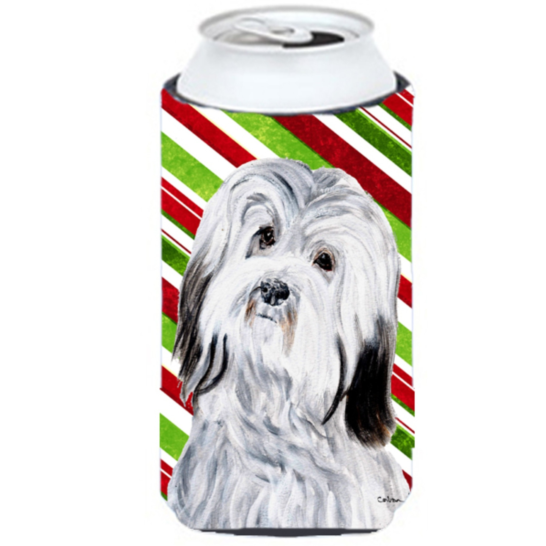 Havanese Candy Cane Christmas Tall Boy Beverage Insulator Hugger SC9809TBC
