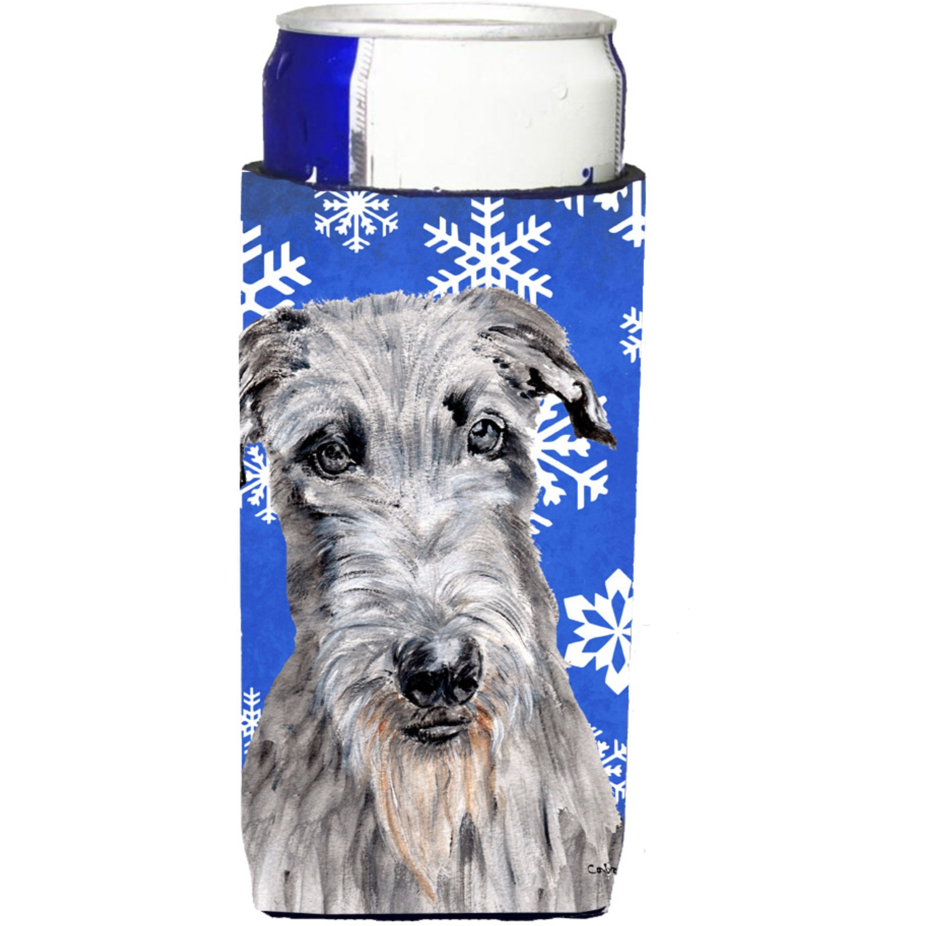 Scottish Deerhound Winter Snowflakes Ultra Beverage Insulators for slim cans SC9778MUK