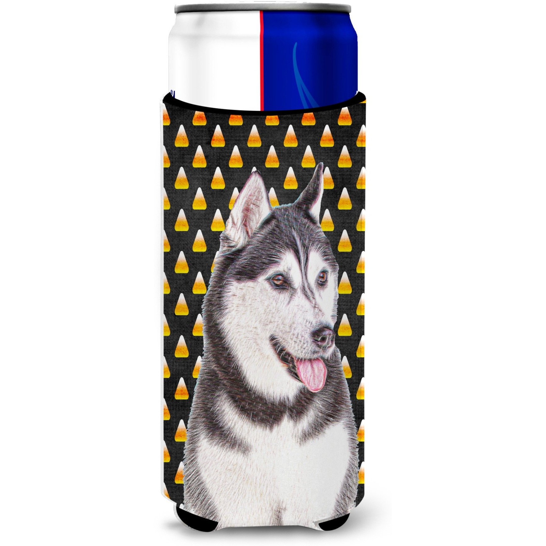 Candy Corn Halloween Alaskan Malamute Ultra Beverage Insulators for slim cans KJ1210MUK