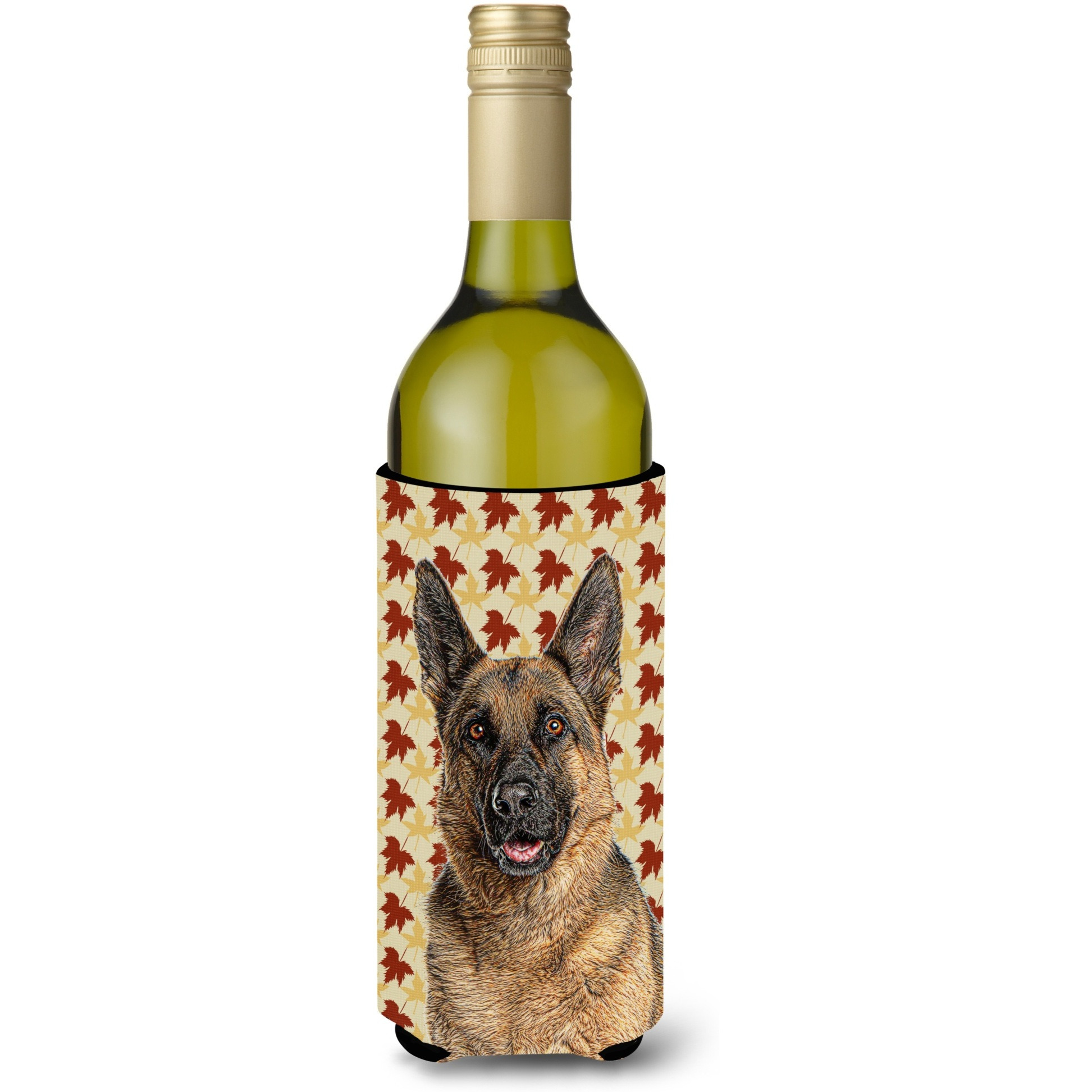Fall Leaves German Shepherd Wine Bottle Beverage Insulator Hugger KJ1208LITERK