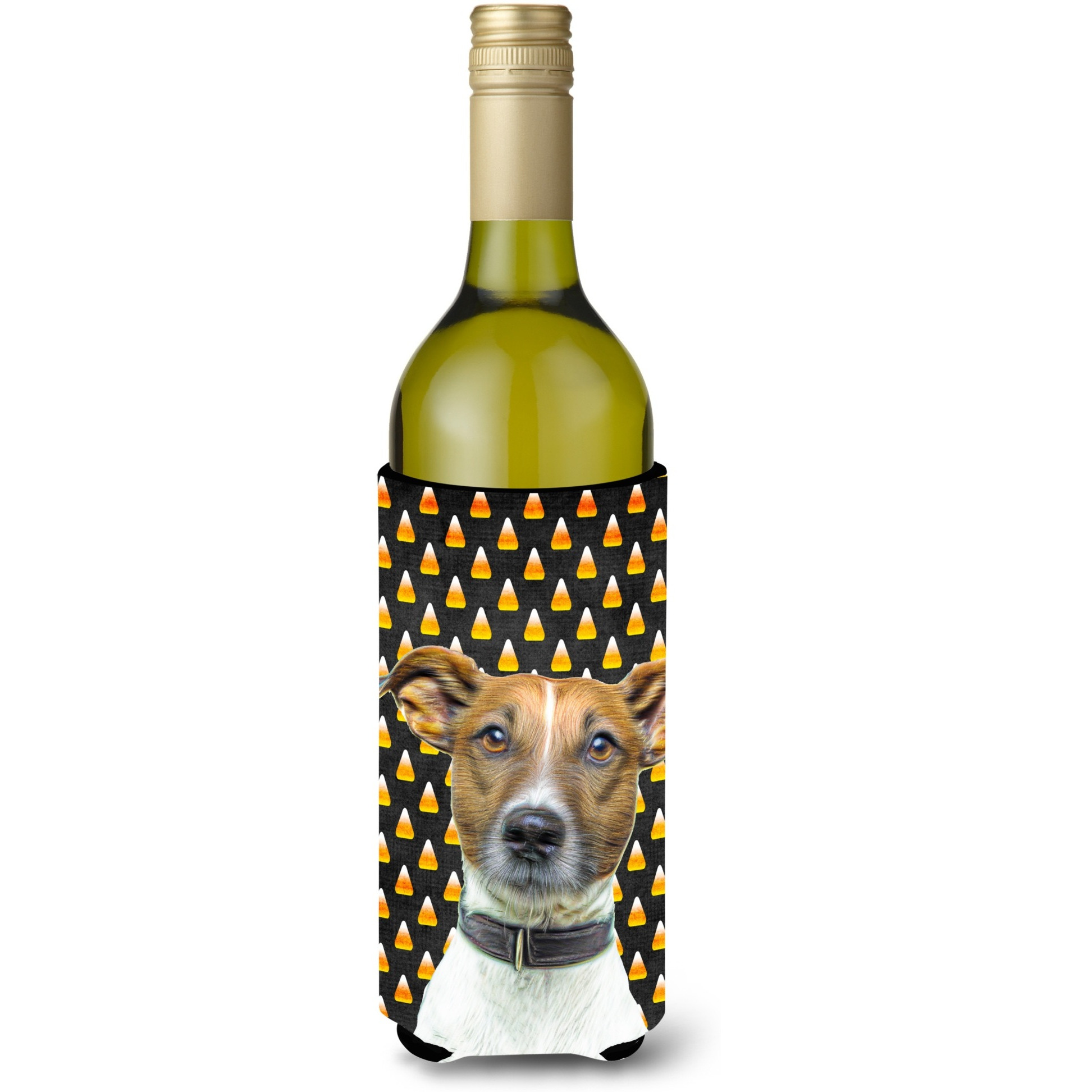 Candy Corn Halloween Jack Russell Terrier Wine Bottle Beverage Insulator Hugger KJ1211LITERK