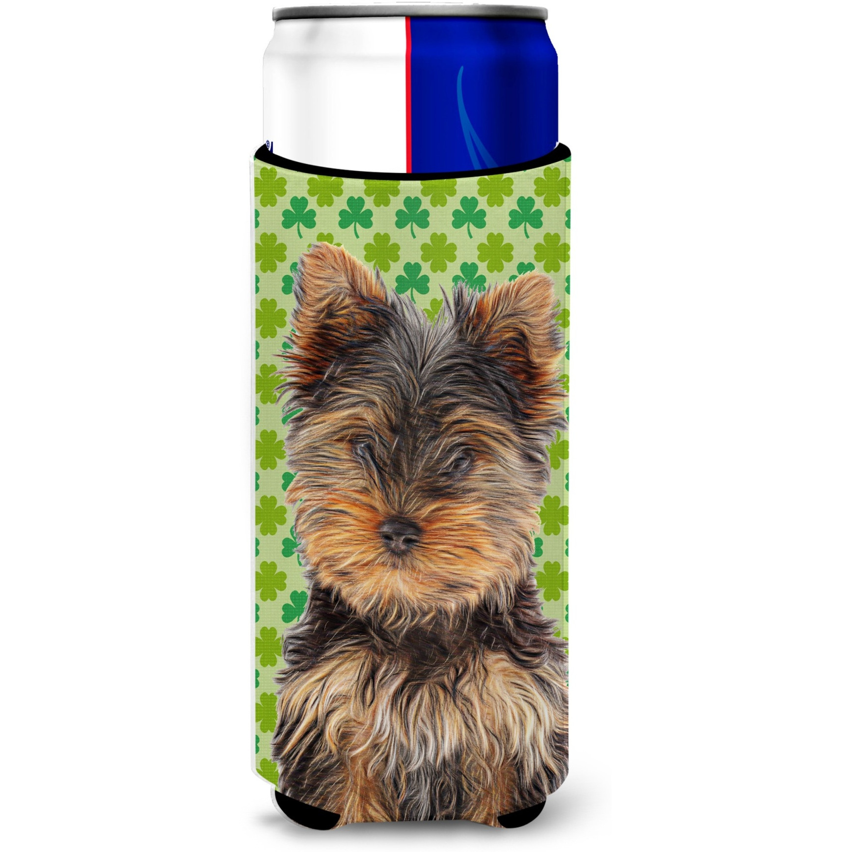 St. Patrick's Day Shamrock Yorkie Puppy / Yorkshire Terrier Ultra Beverage Insulators for slim cans KJ1202MUK