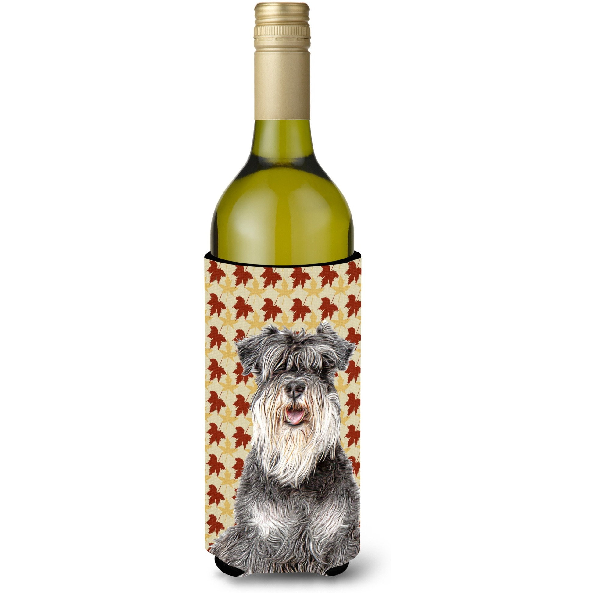 Fall Leaves Schnauzer Wine Bottle Beverage Insulator Hugger KJ1206LITERK