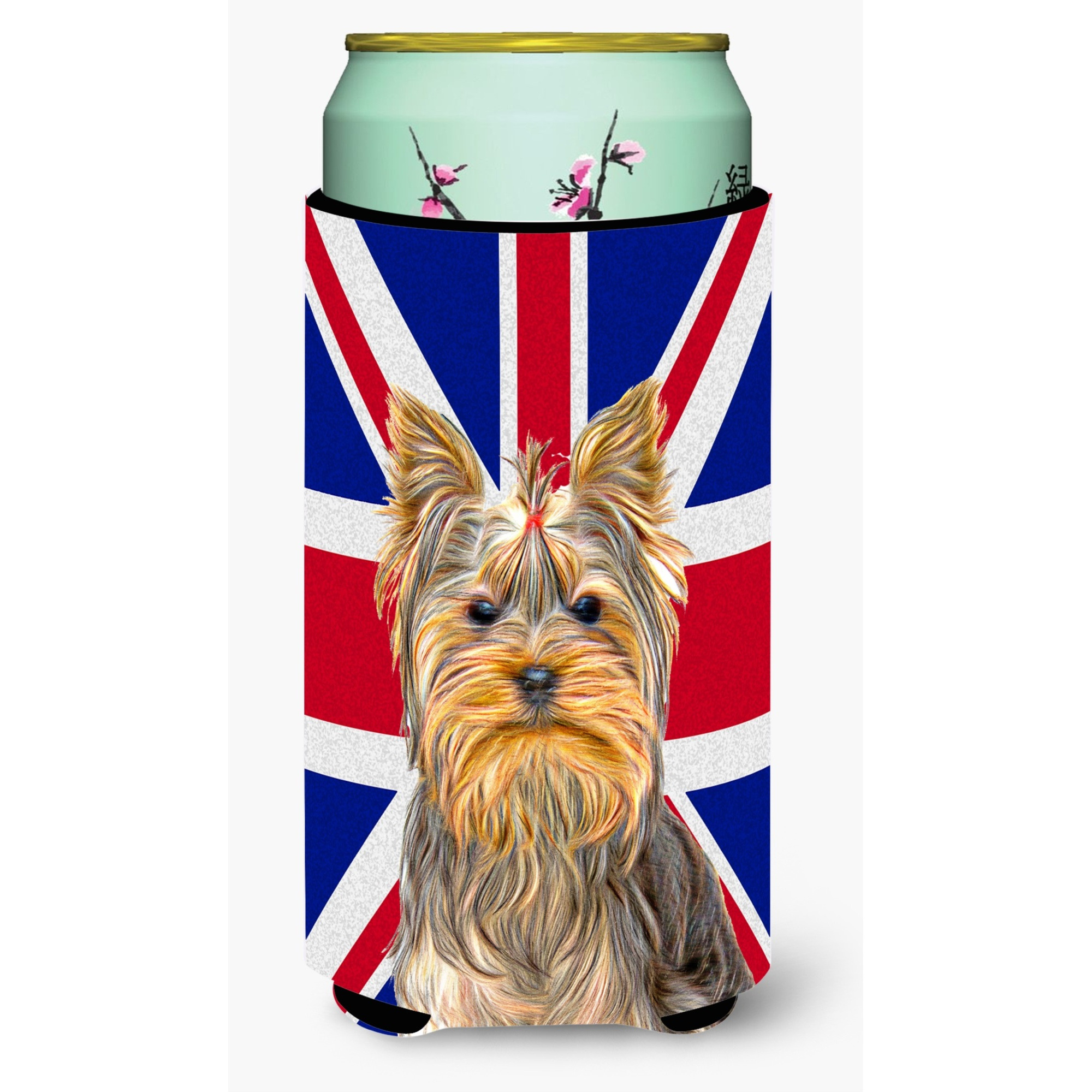 Yorkie / Yorkshire Terrier with English Union Jack British Flag Tall Boy Beverage Insulator Hugger KJ1163TBC