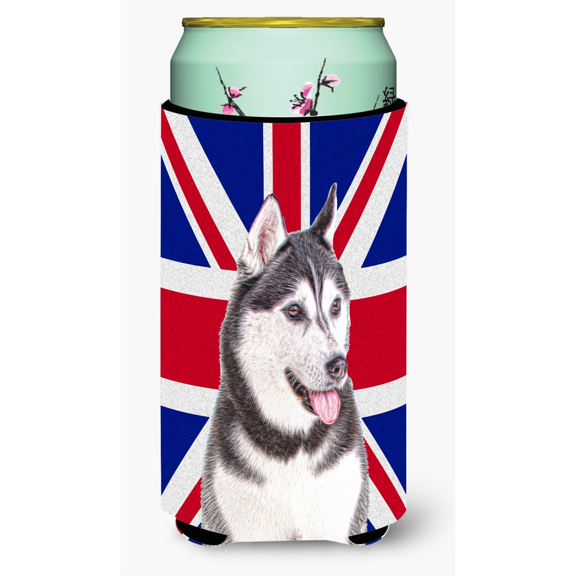 Alaskan Malamute with English Union Jack British Flag Tall Boy Beverage Insulator Hugger KJ1161TBC