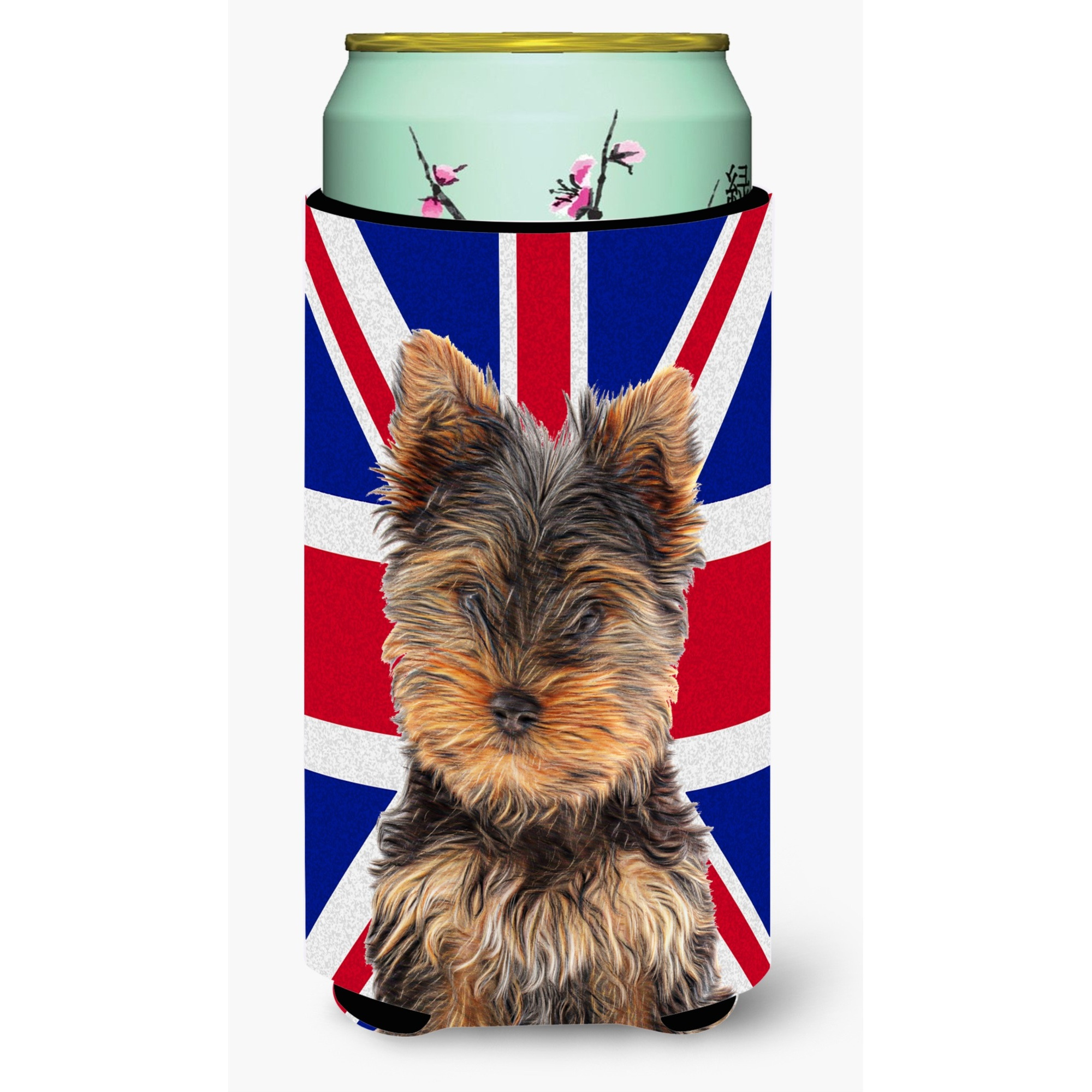 Yorkie Puppy / Yorkshire Terrier with English Union Jack British Flag Tall Boy Beverage Insulator Hugger KJ1167TBC