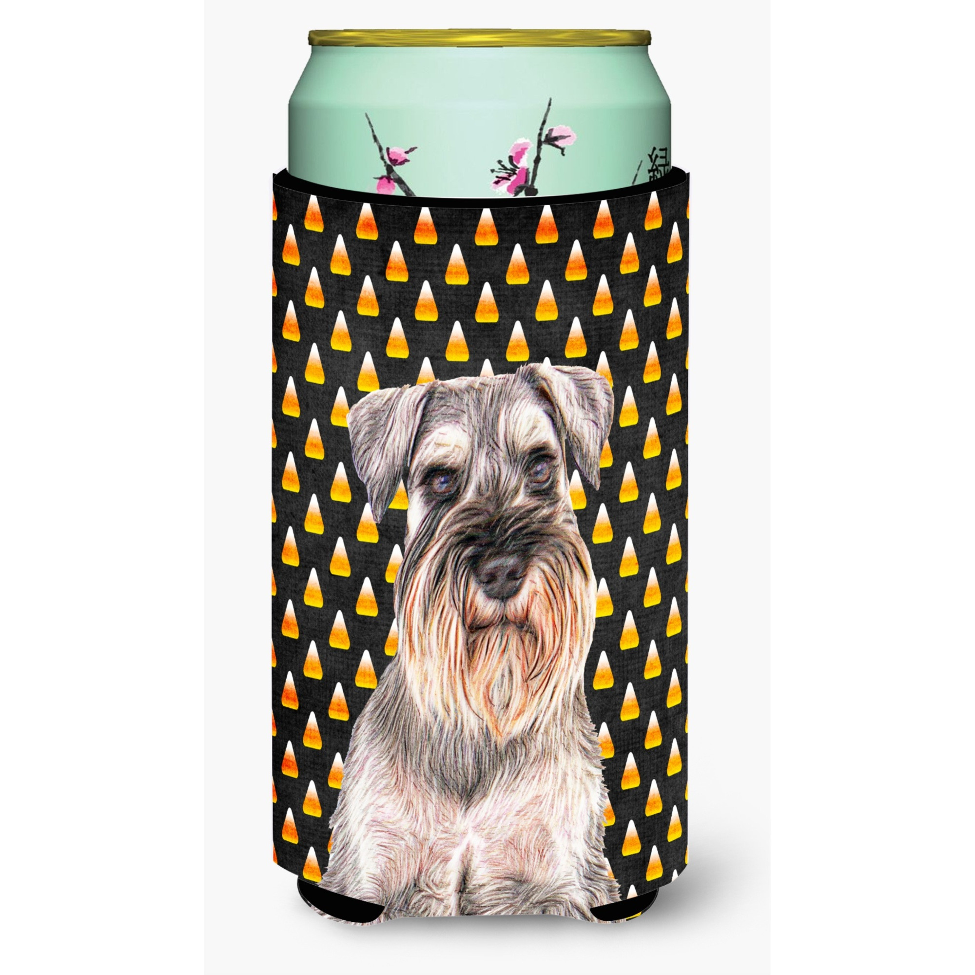 Candy Corn Halloween Schnauzer Tall Boy Beverage Insulator Hugger KJ1214TBC