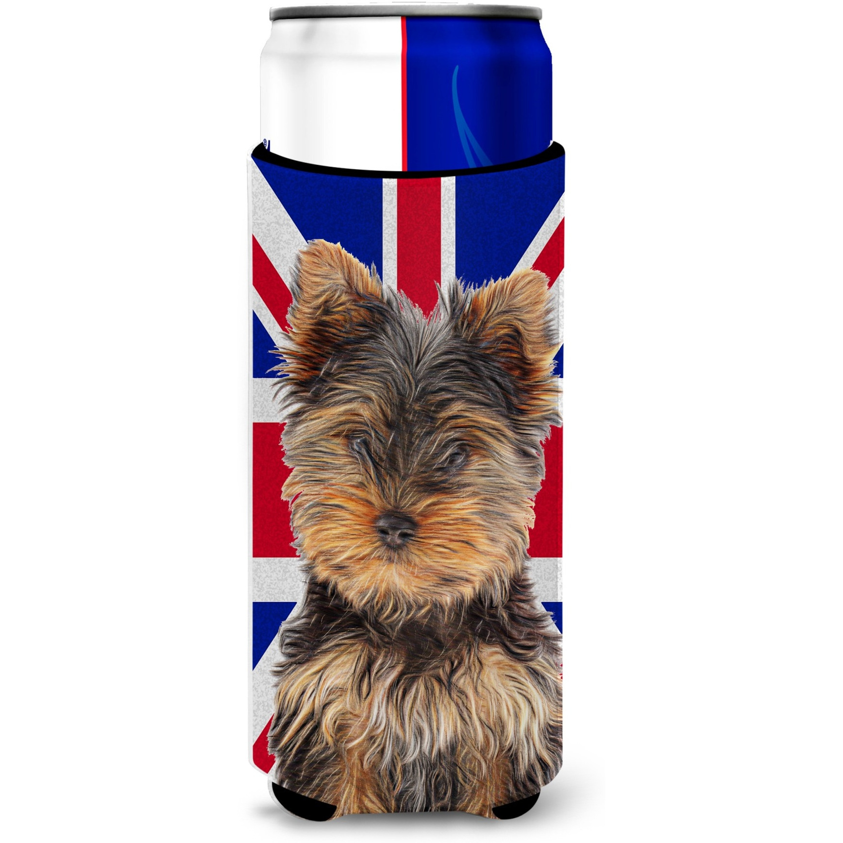 Yorkie Puppy / Yorkshire Terrier with English Union Jack British Flag Ultra Beverage Insulators for slim cans KJ1167MUK