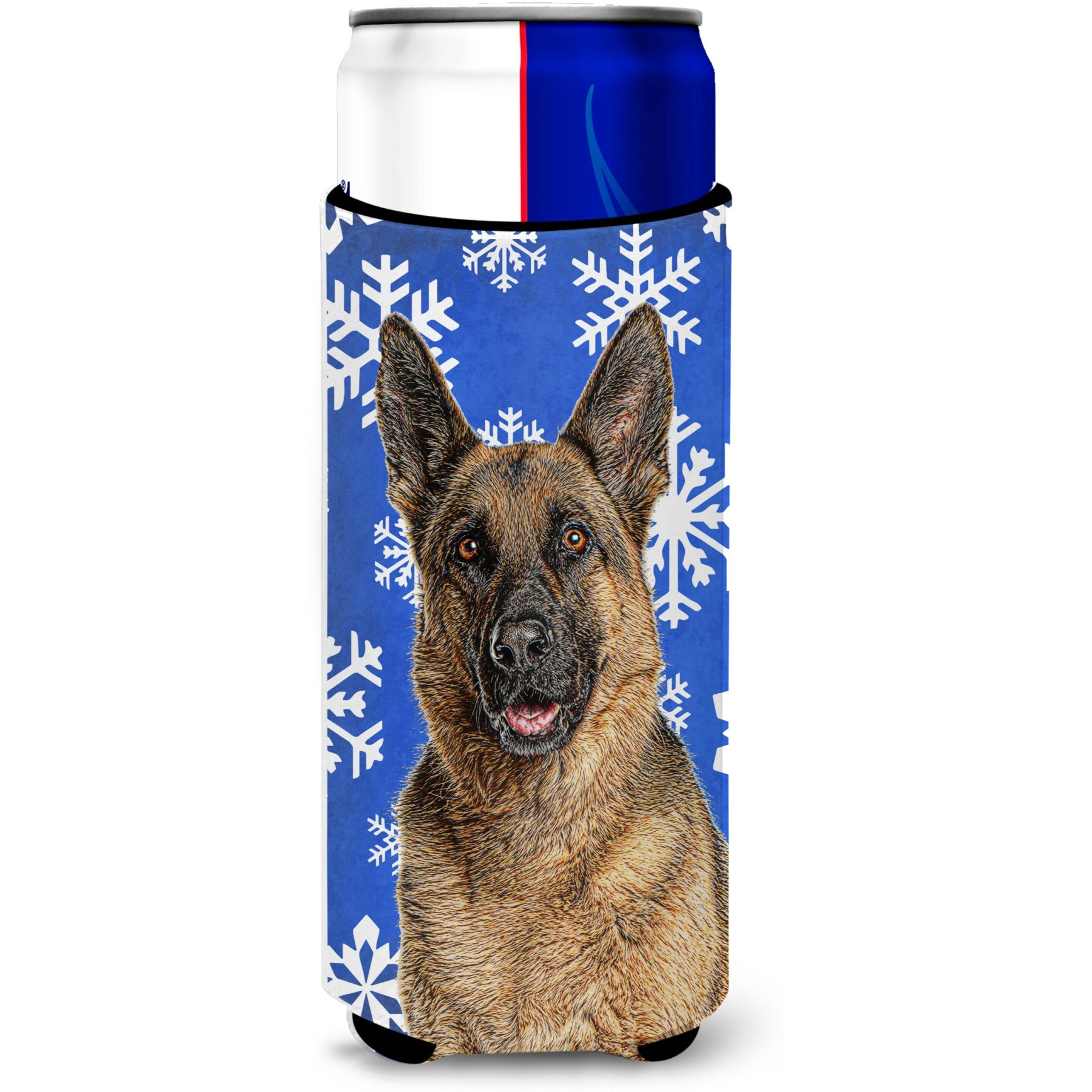 Winter Snowflakes Holiday German Shepherd Ultra Beverage Insulators for slim cans KJ1180MUK