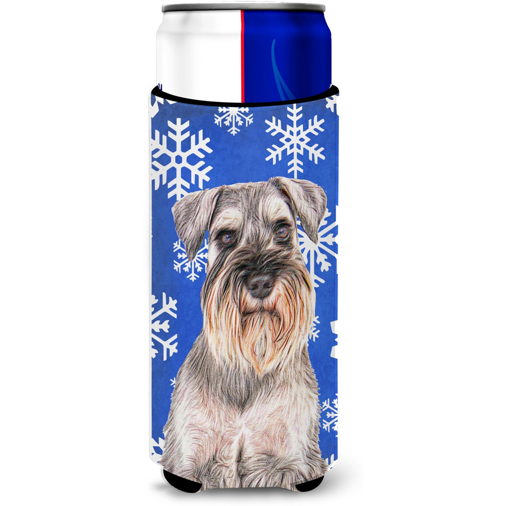 Winter Snowflakes Holiday Schnauzer Ultra Beverage Insulators for slim cans KJ1179MUK