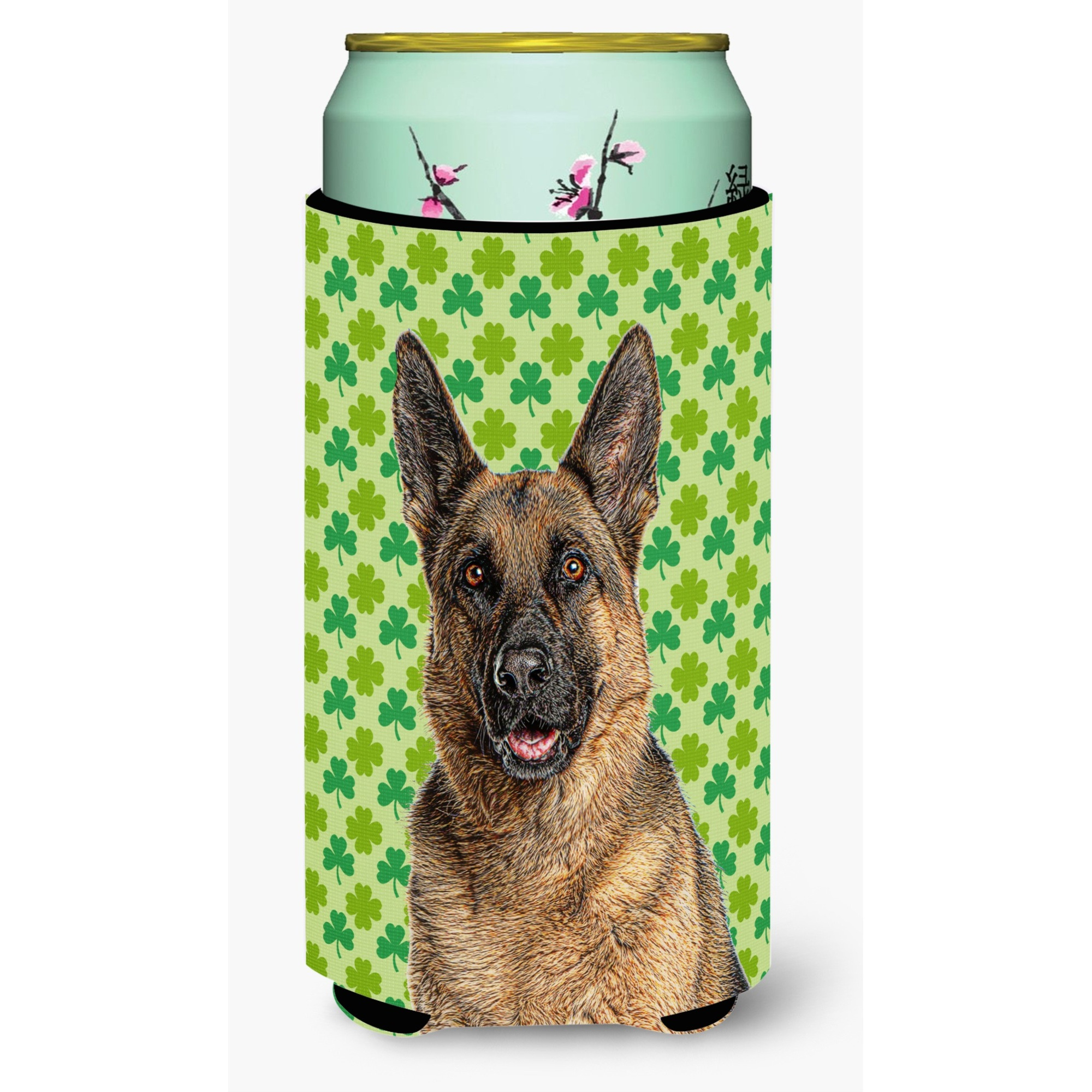 St. Patrick's Day Shamrock German Shepherd Tall Boy Beverage Insulator Hugger KJ1201TBC
