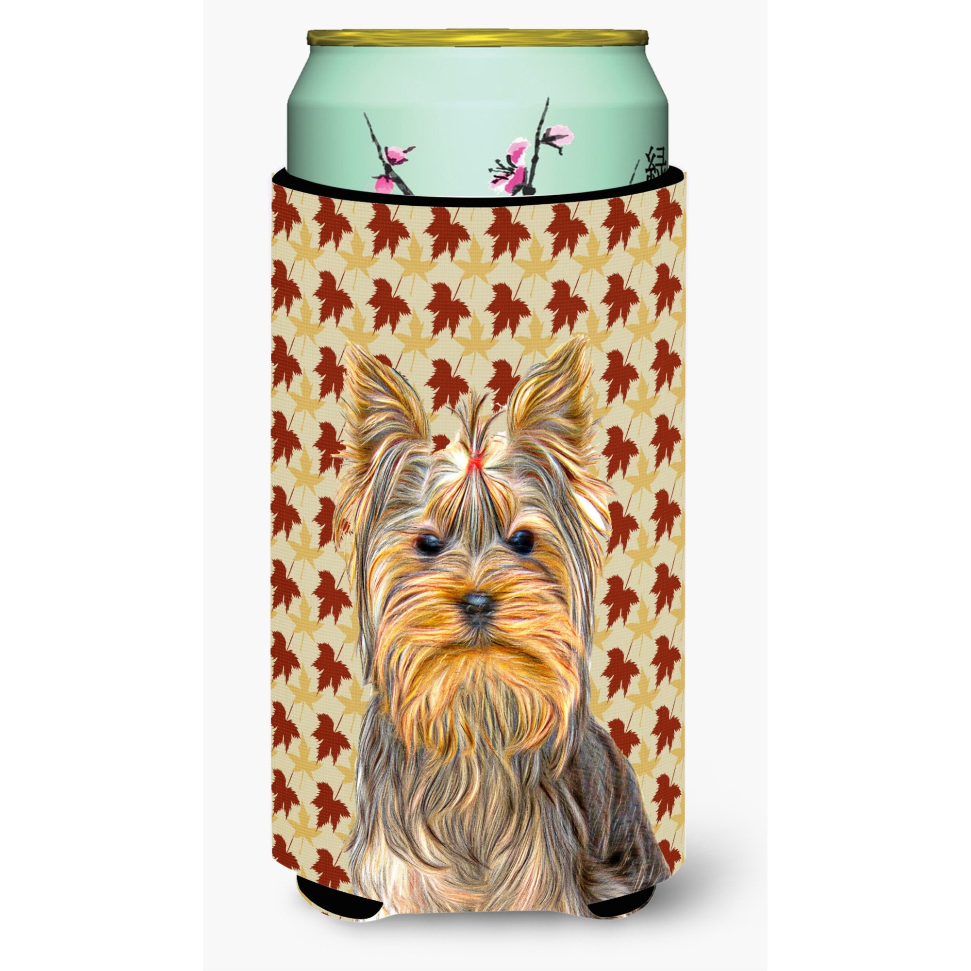 Fall Leaves Yorkie / Yorkshire Terrier Tall Boy Beverage Insulator Hugger KJ1205TBC