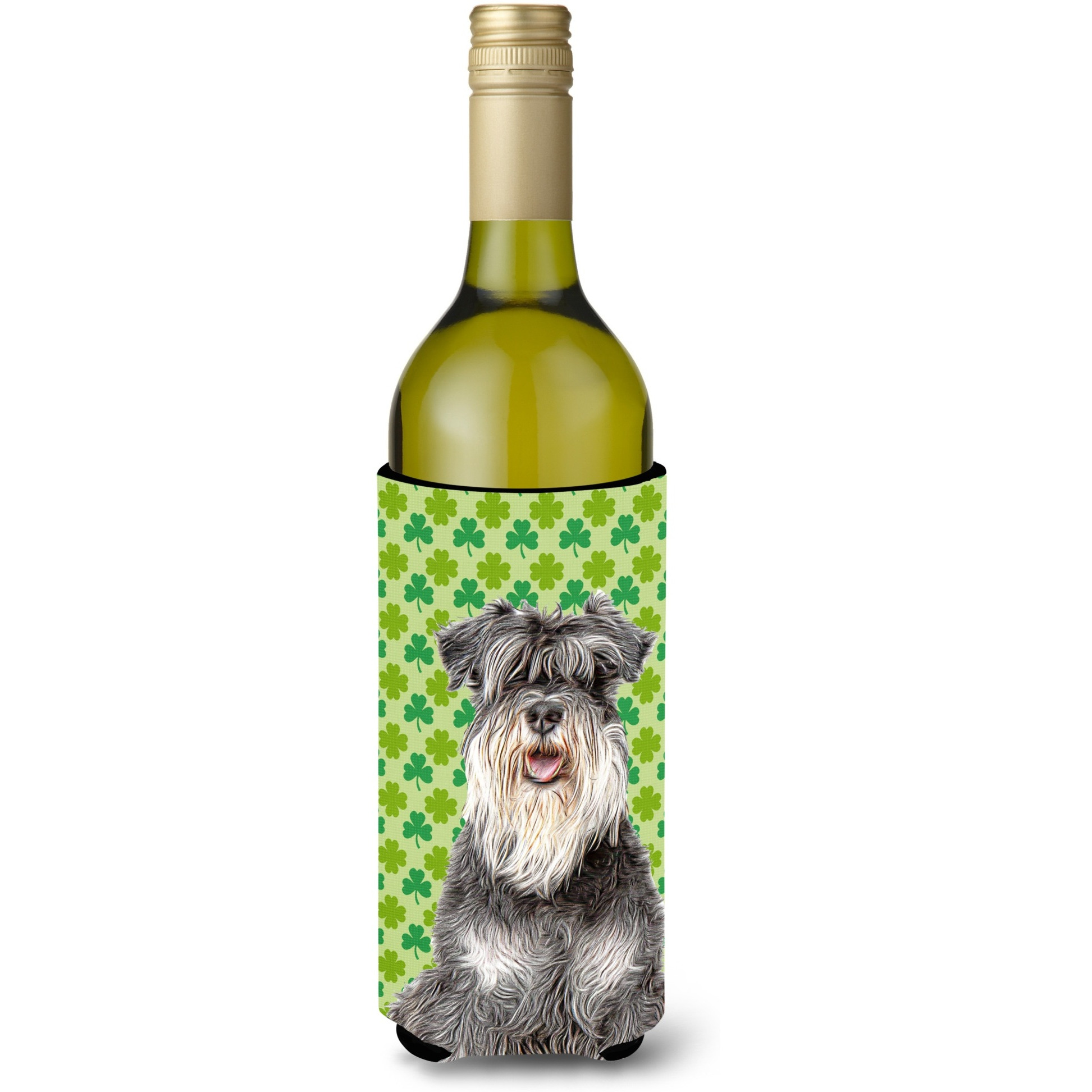 St. Patrick's Day Shamrock Schnauzer Wine Bottle Beverage Insulator Hugger KJ1199LITERK