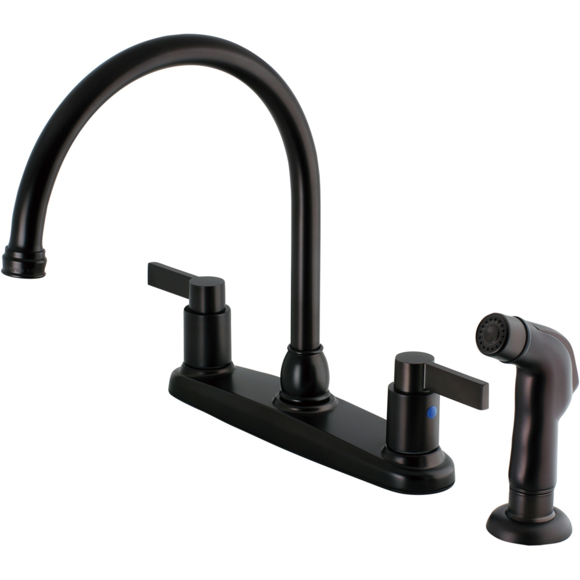 Kingston Brass FB2795NDLSP NuvoFusion 8-Inch Centerset Kitchen Faucet with Sprayer, Oil Rubbed Bronze
