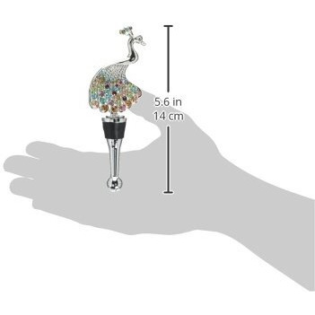 LS Arts BS-475 Bottle Stopper - Peacock with Stones