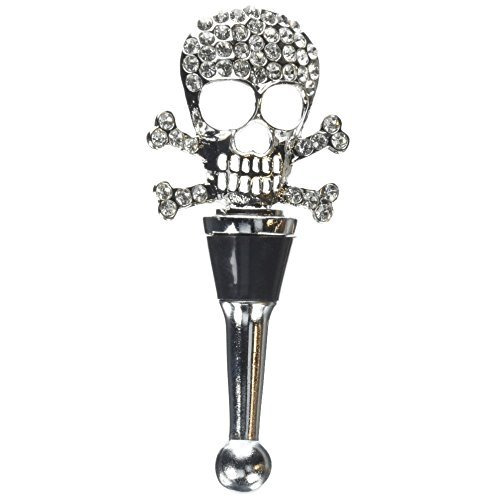 LS Arts BS-489 Bottle Stopper - Skull with Stones