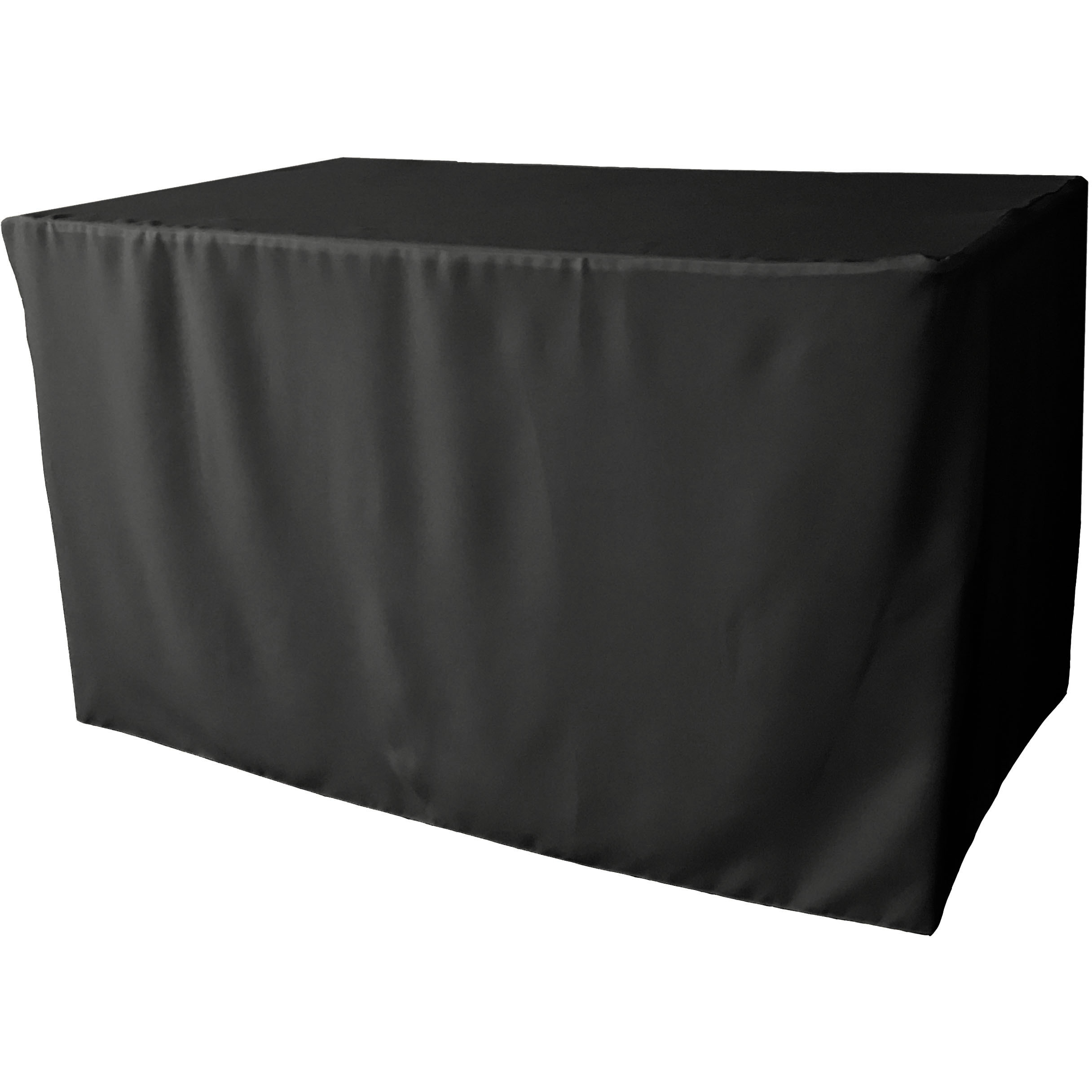 LA Linen Polyester Poplin Fitted tablecloth 48&quotL x 30&quotW x 30&quotH, Black
