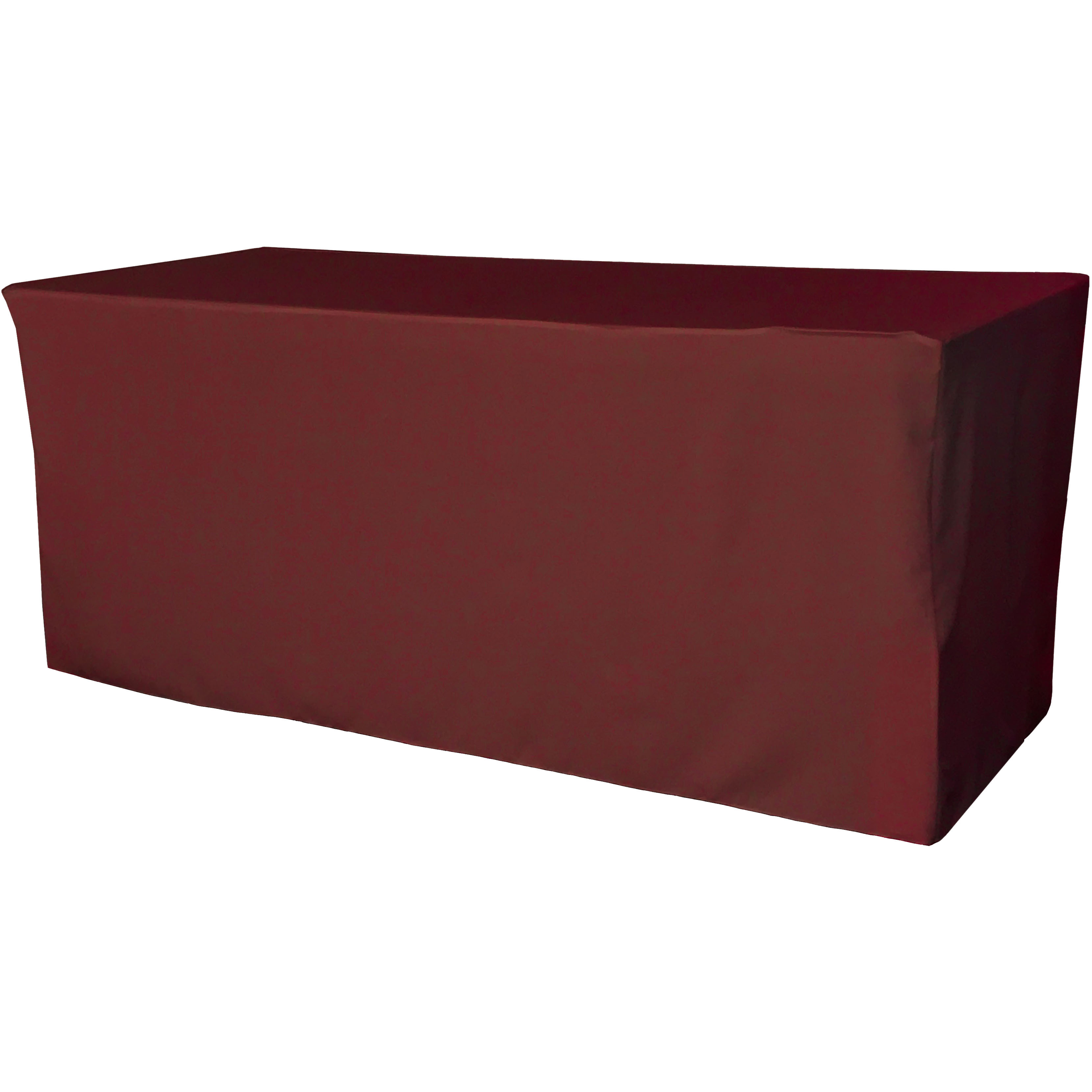 LA Linen Polyester Poplin Fitted tablecloth 96&quotL x 30&quotW x 30&quotH, Burgundy