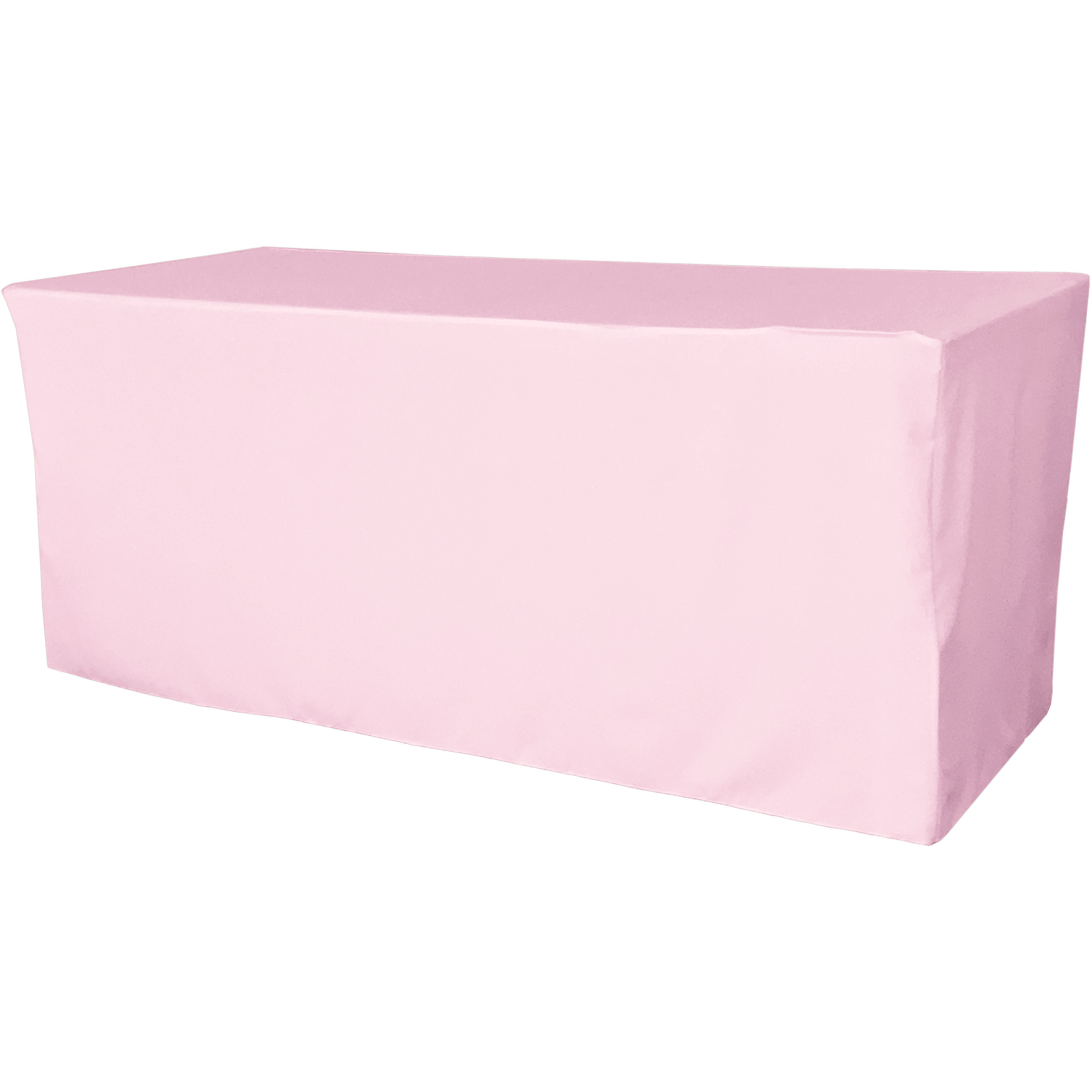 LA Linen Polyester Poplin Fitted tablecloth 96&quotL x 30&quotW x 30&quotH, Light Pink