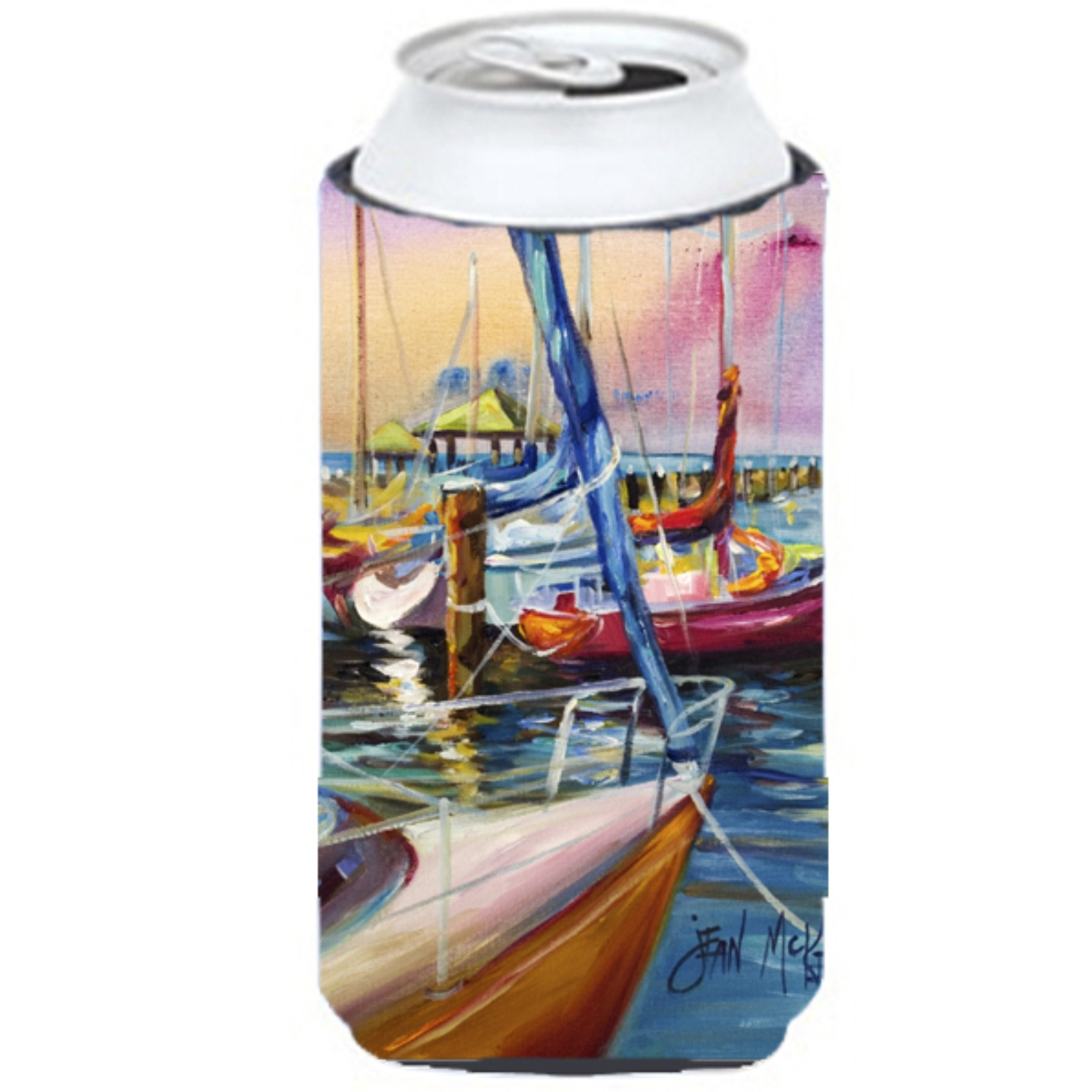 Purple Sailboats Tall Boy Beverage Insulator Hugger JMK1165TBC