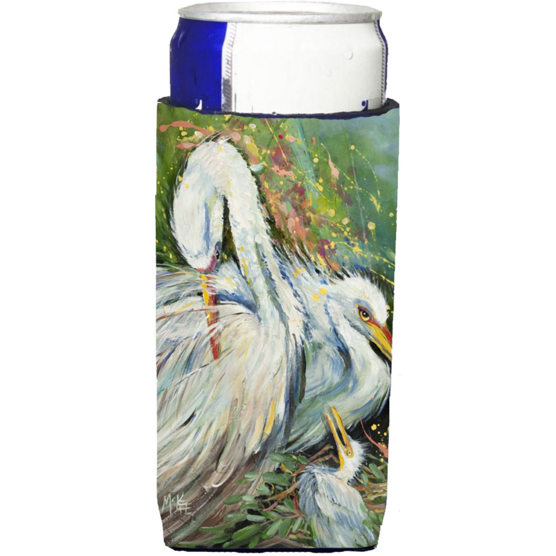 White Egret in the Rain Ultra Beverage Insulators for slim cans JMK1139MUK