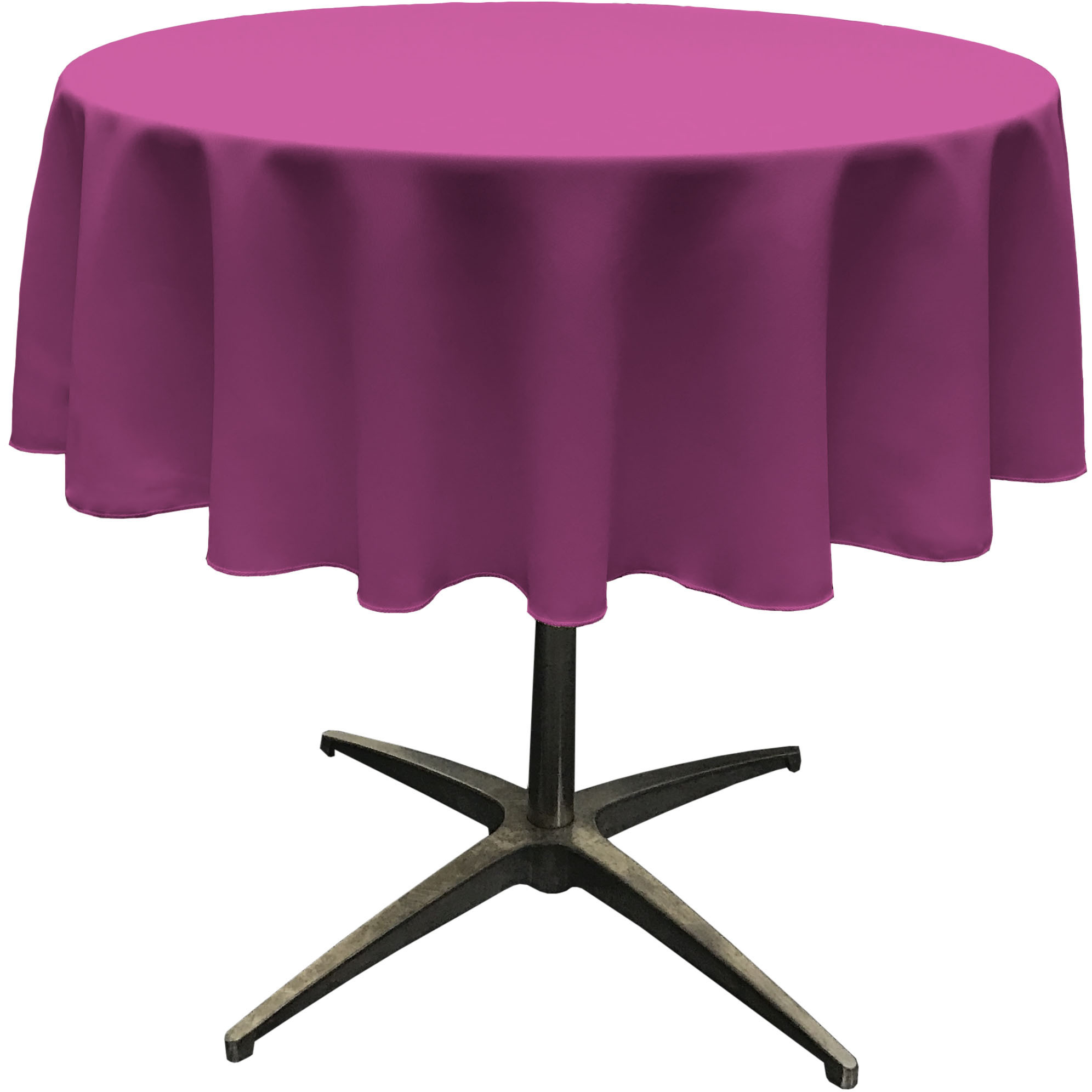 LA Linen Polyester Poplin Tablecloth 51-Inches Round, Magenta