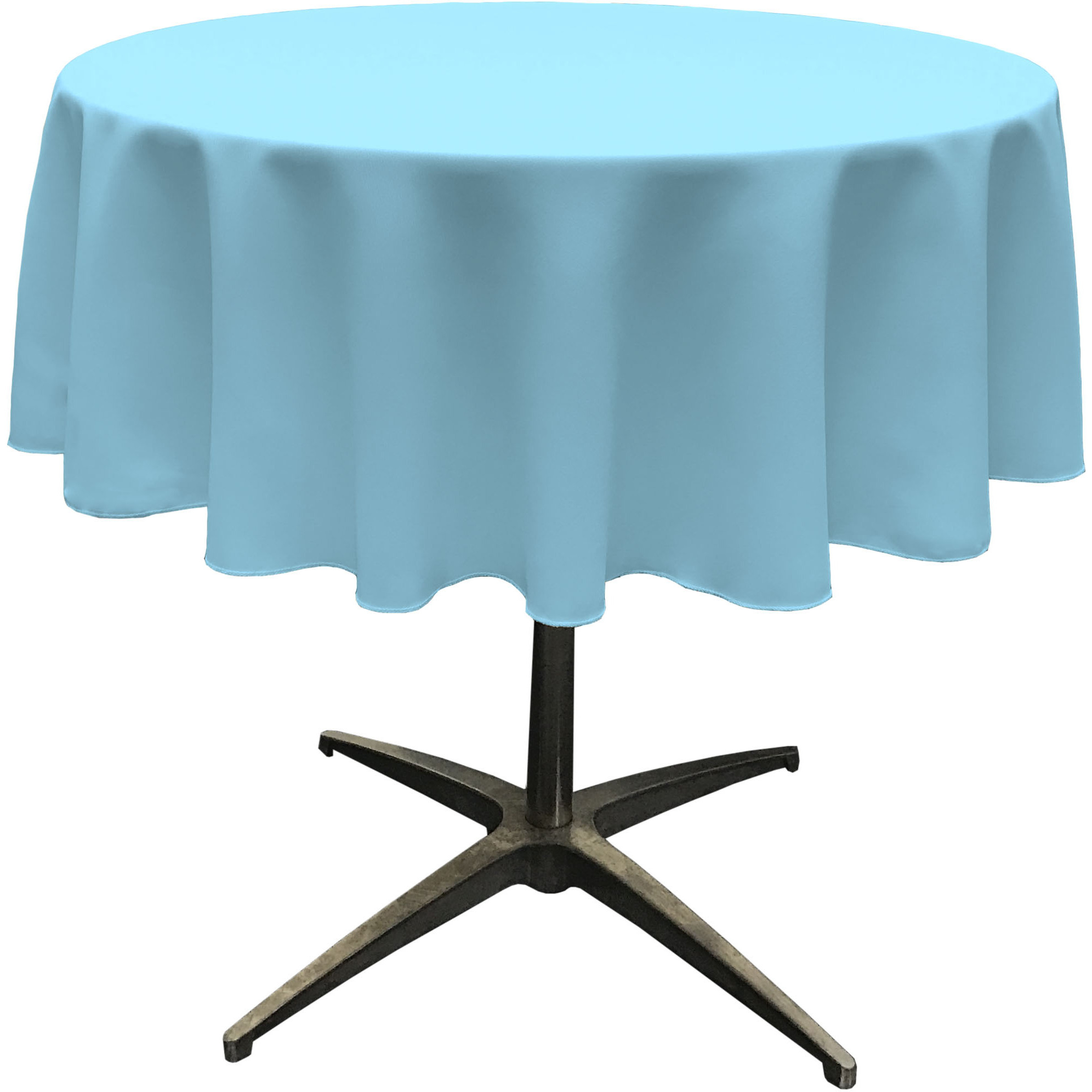LA Linen Polyester Poplin Tablecloth 51-Inches Round, Light Turquoise