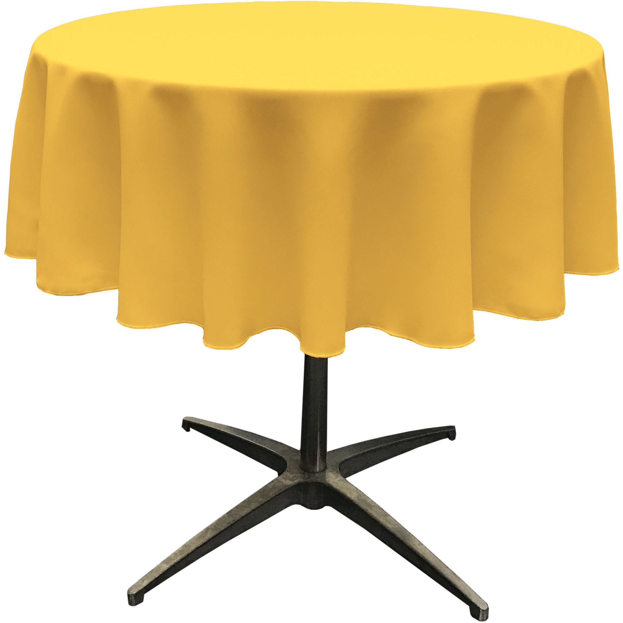 LA Linen Polyester Poplin Tablecloth 51-Inches Round, Dark Yellow