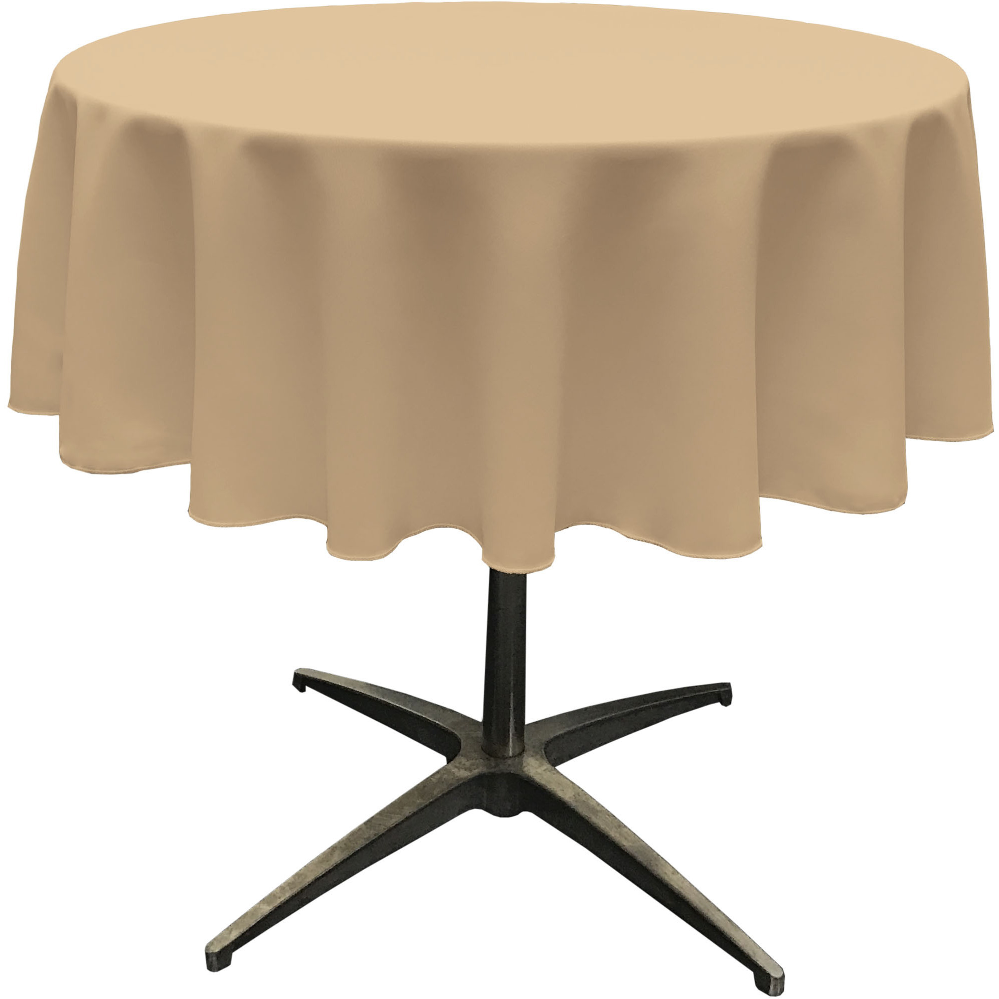 LA Linen Polyester Poplin Tablecloth 51-Inches Round, Khaki